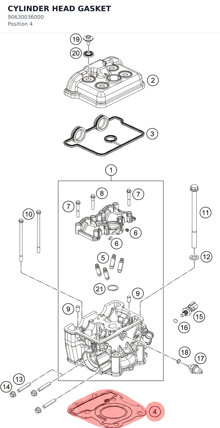 Diagram preview: CYLINDER HEAD GASKET (90630036000)