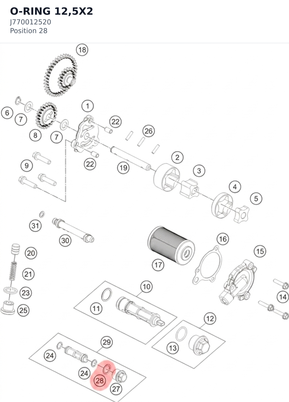 Diagram preview: O-RING 12,5X2 (J770012520)