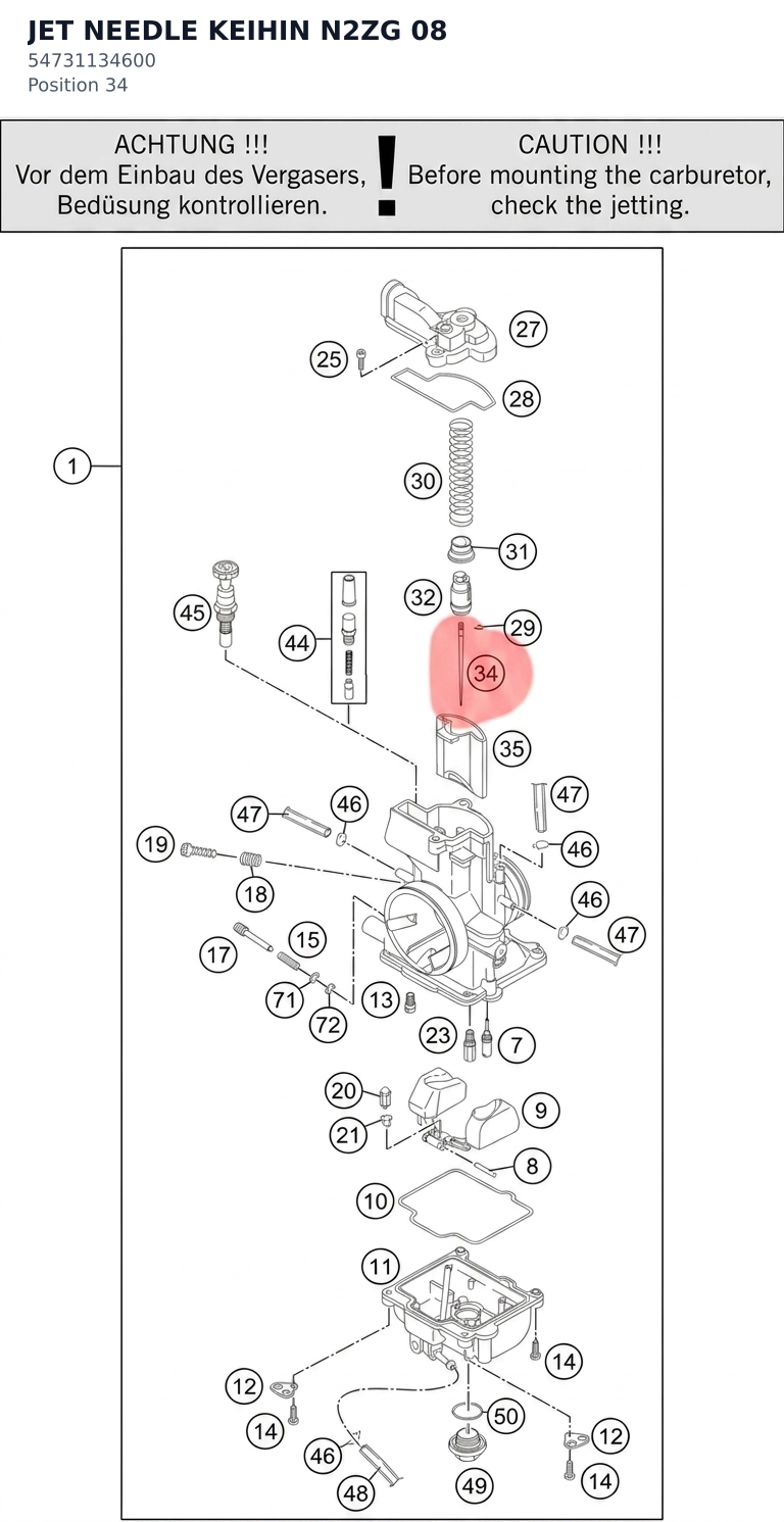 Diagram preview: JET NEEDLE KEIHIN N2ZG 08 (54731134600)
