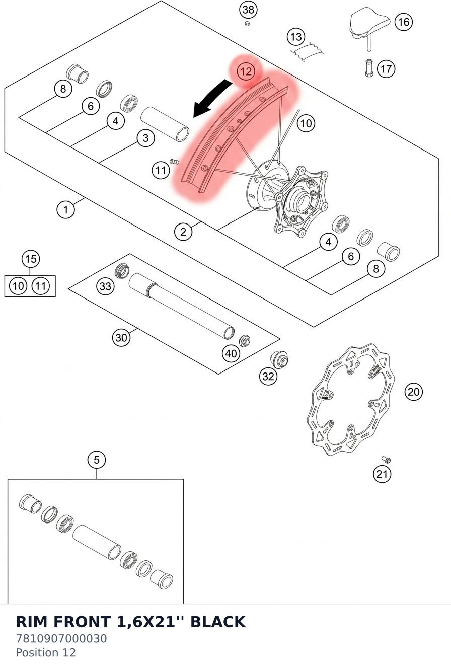 Diagram preview: RIM FRONT 1,6X21'' BLACK (7810907000030)