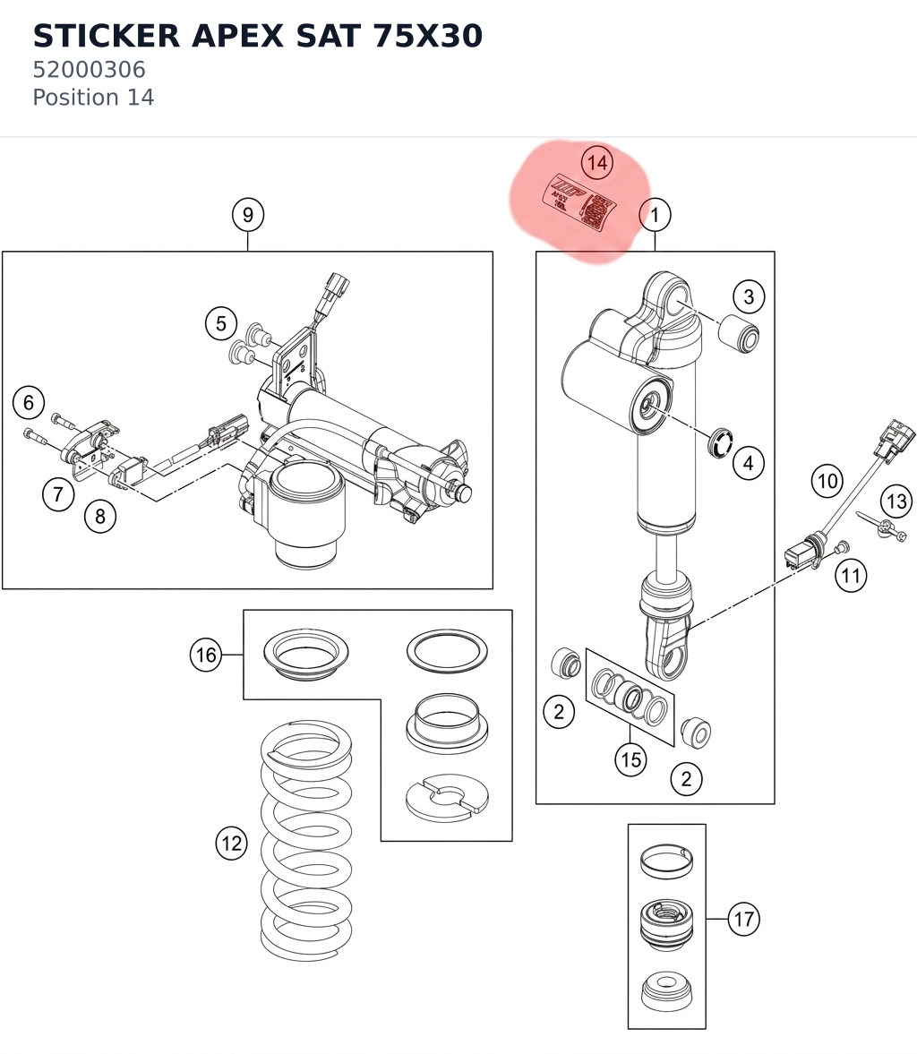 Diagram preview: STICKER APEX SAT 75X30 (52000306)