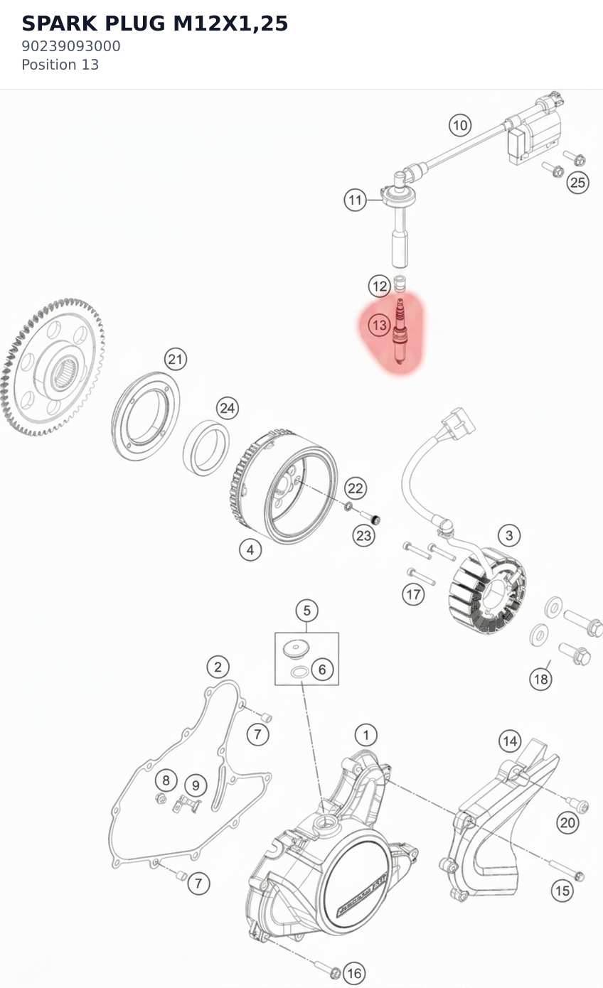 Diagram preview: SPARK PLUG M12X1,25 (90239093000)