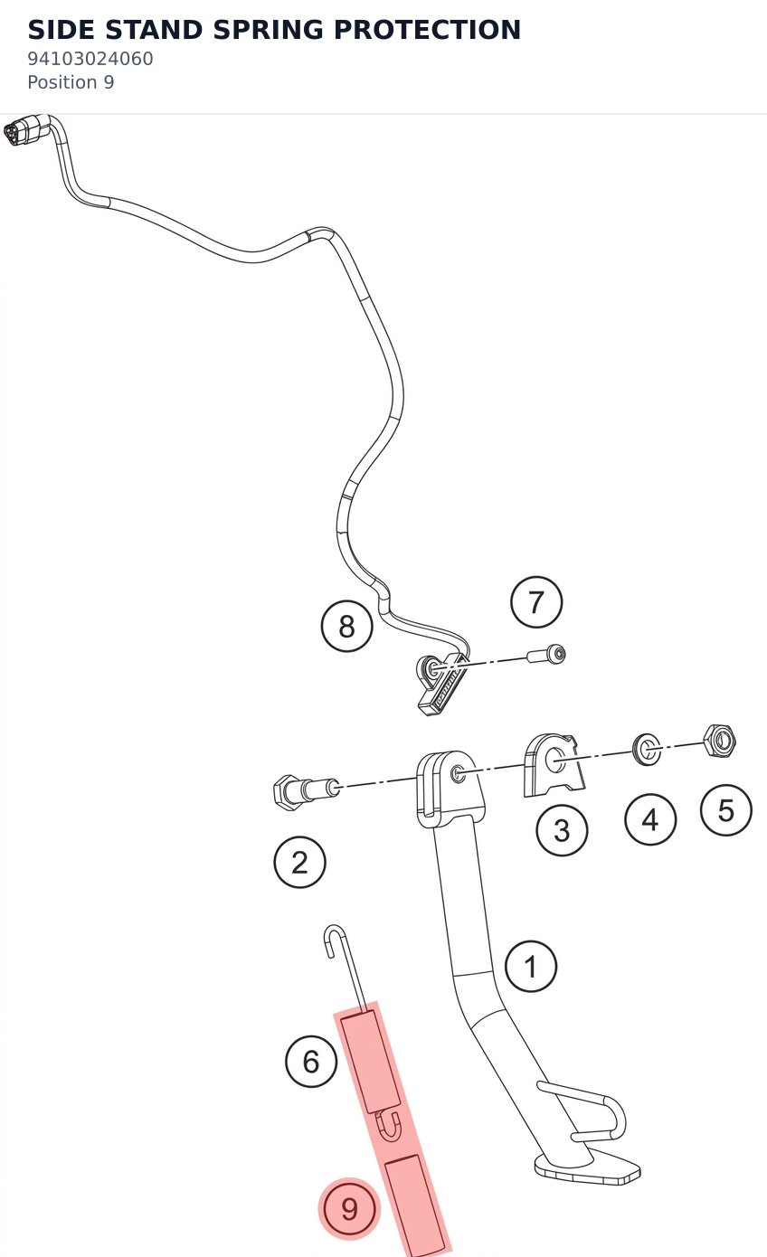 Diagram preview: SIDE STAND SPRING PROTECTION (94103024060)