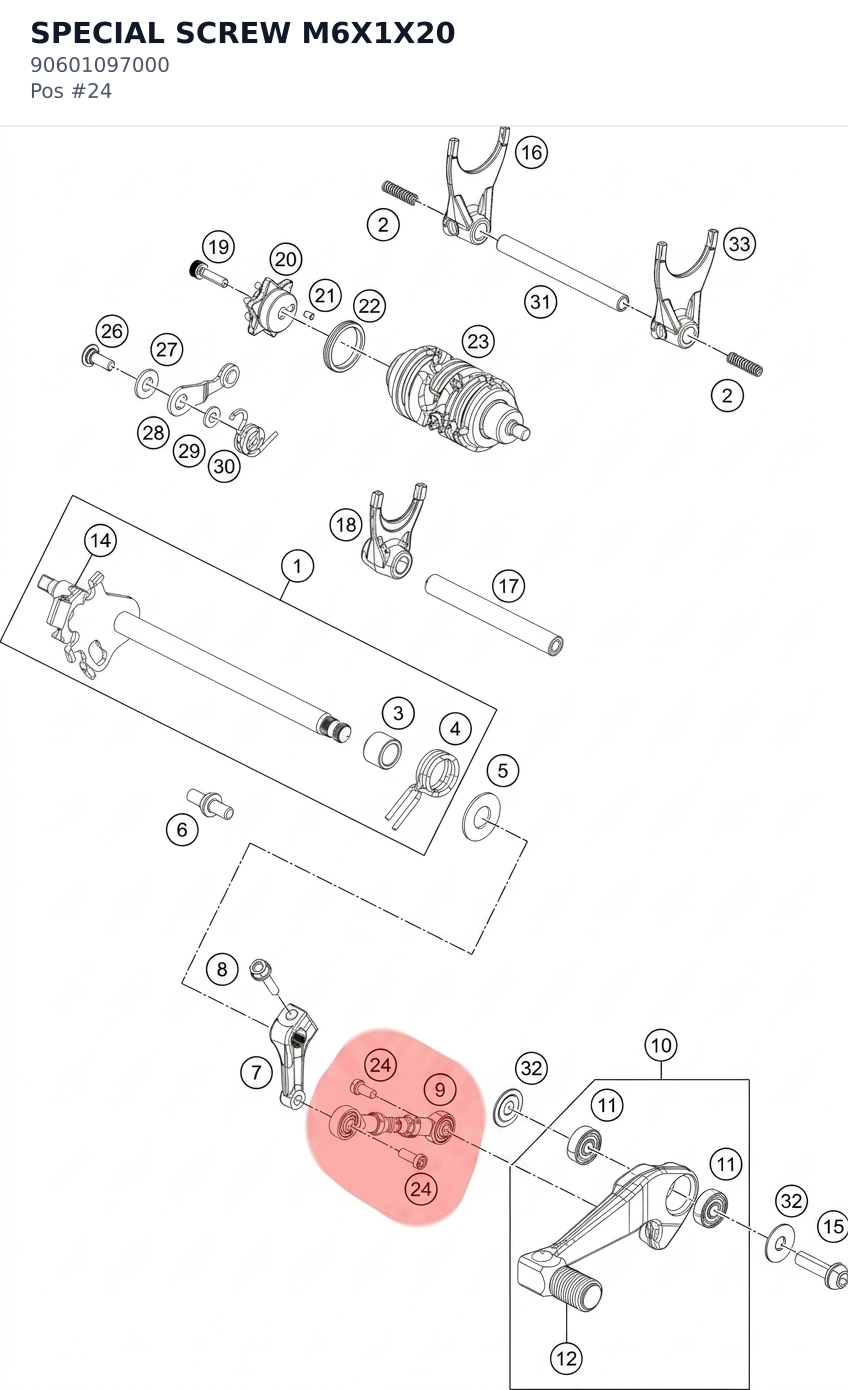 Diagram preview: SPECIAL SCREW M6X1X20 (90601097000)