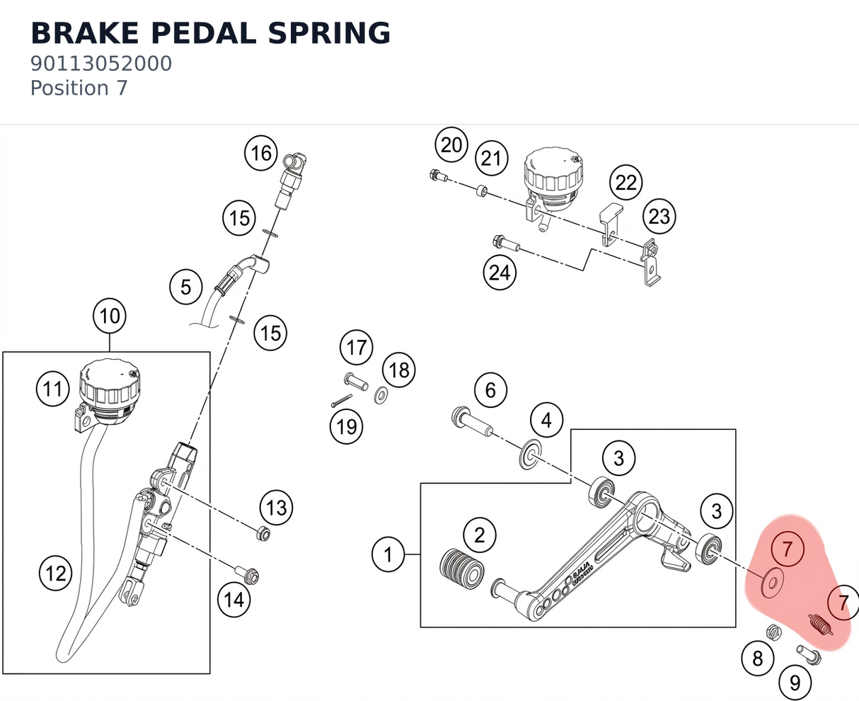 Diagram preview: BRAKE PEDAL SPRING (90113052000)