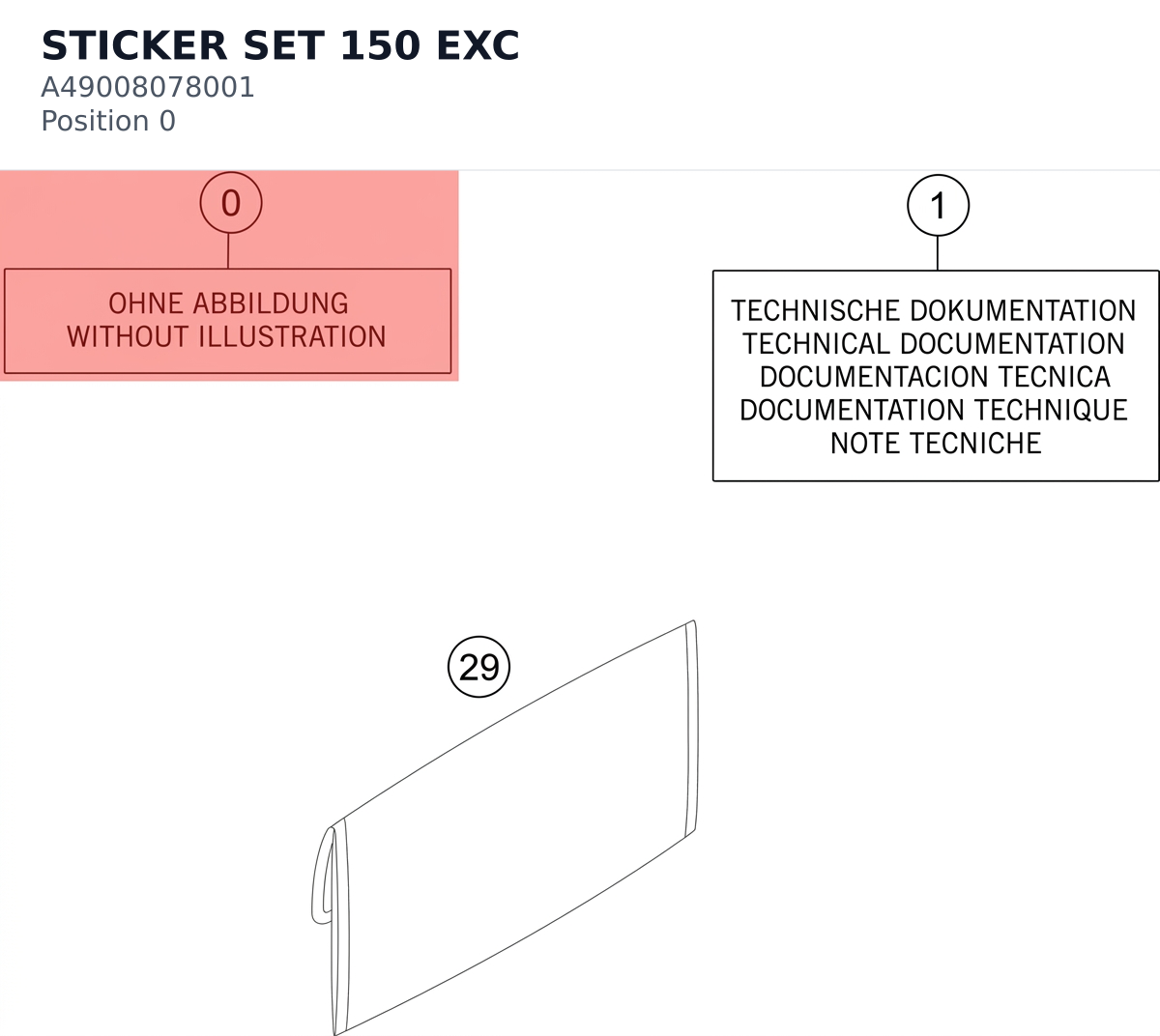Diagram preview: STICKER SET 150 EXC (A49008078001)