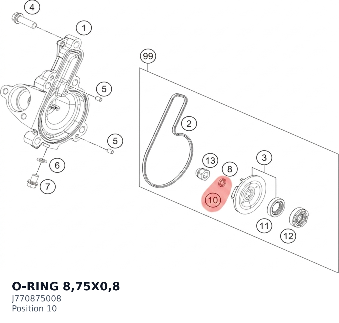 Diagram preview: O-RING 8,75X0,8 (J770875008)
