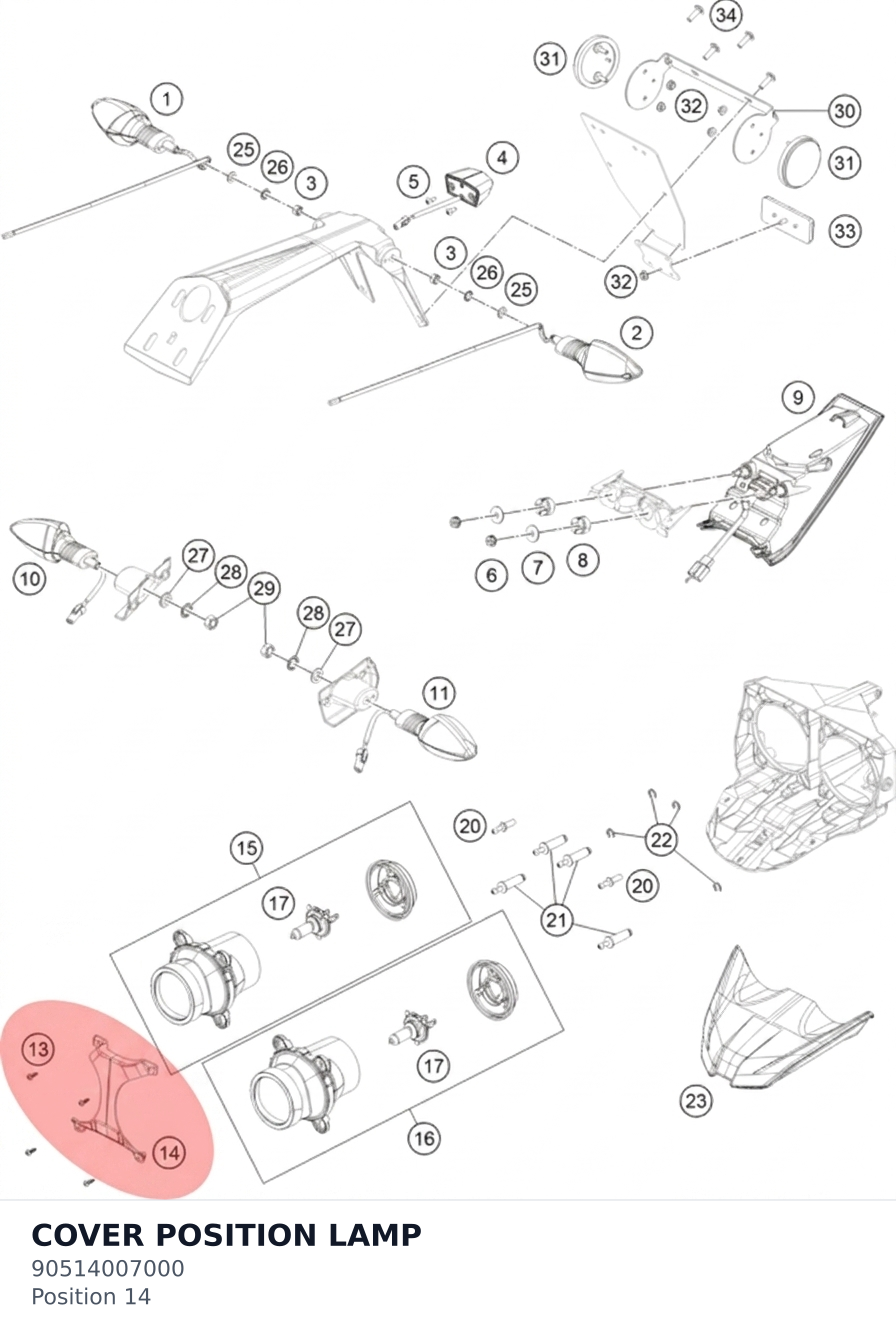 Diagram preview: COVER POSITION LAMP (90514007000)