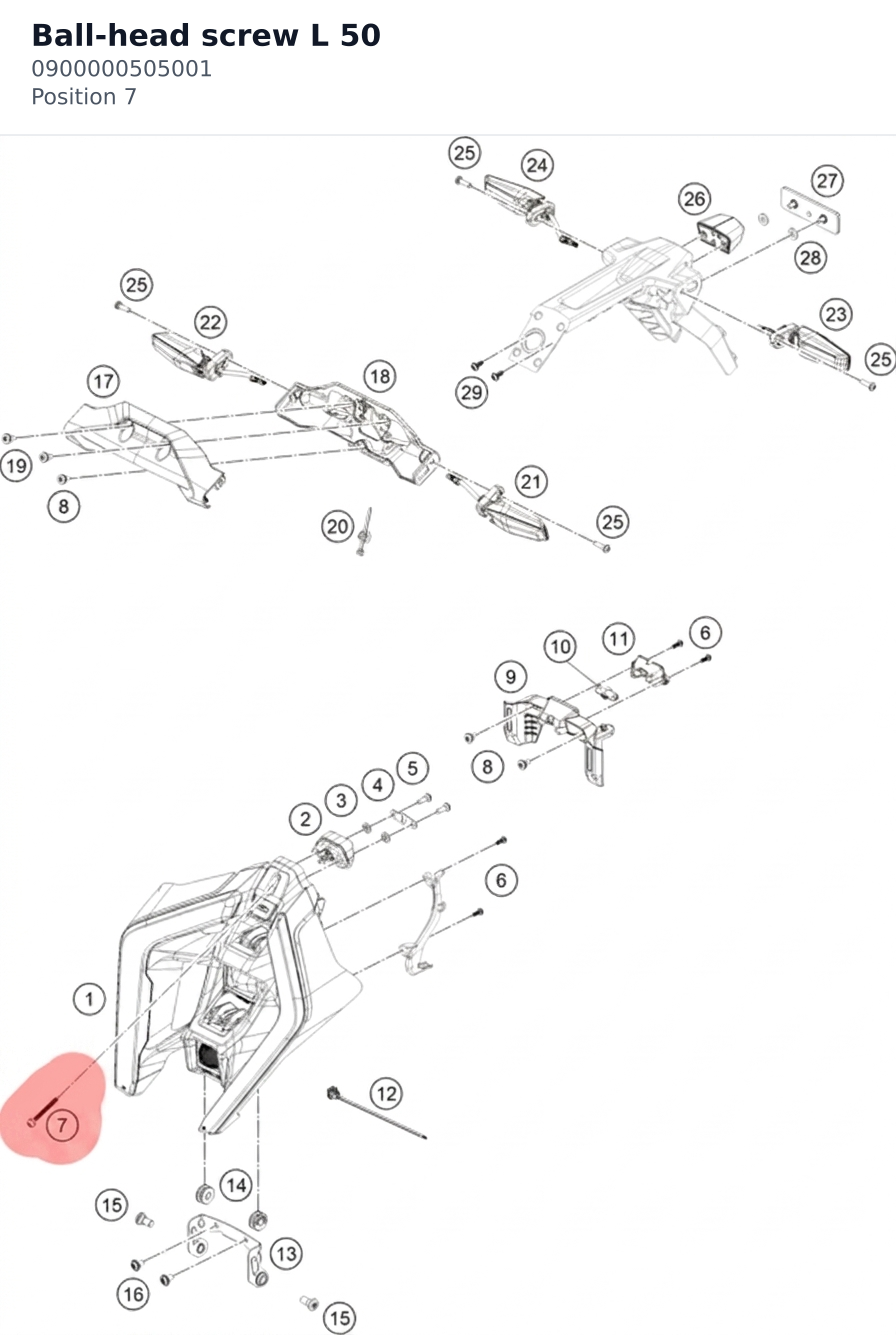 Diagram preview: Ball-head screw L 50 (0900000505001)