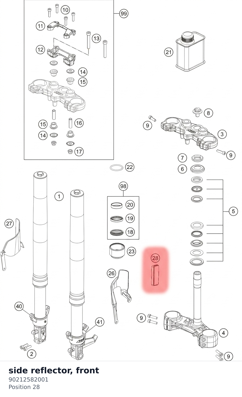 Diagram preview: side reflector, front (90212582001)