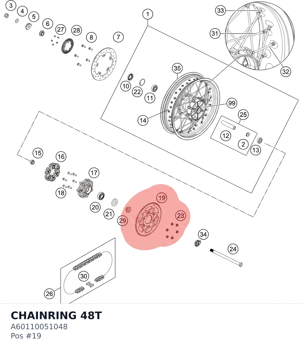 Diagram preview: CHAINRING 48T (A60110051048)