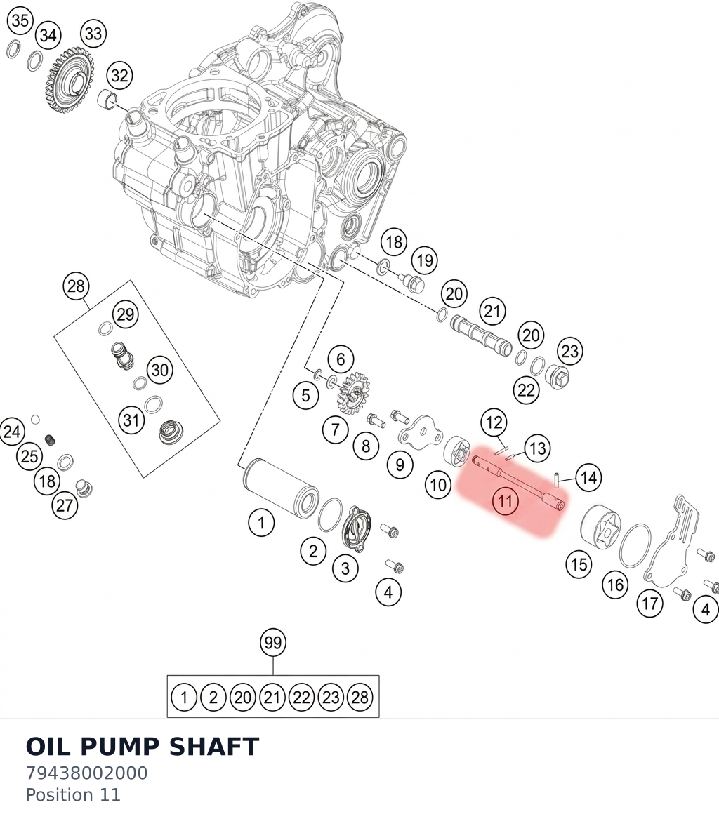 Diagram preview: OIL PUMP SHAFT (79438002000)
