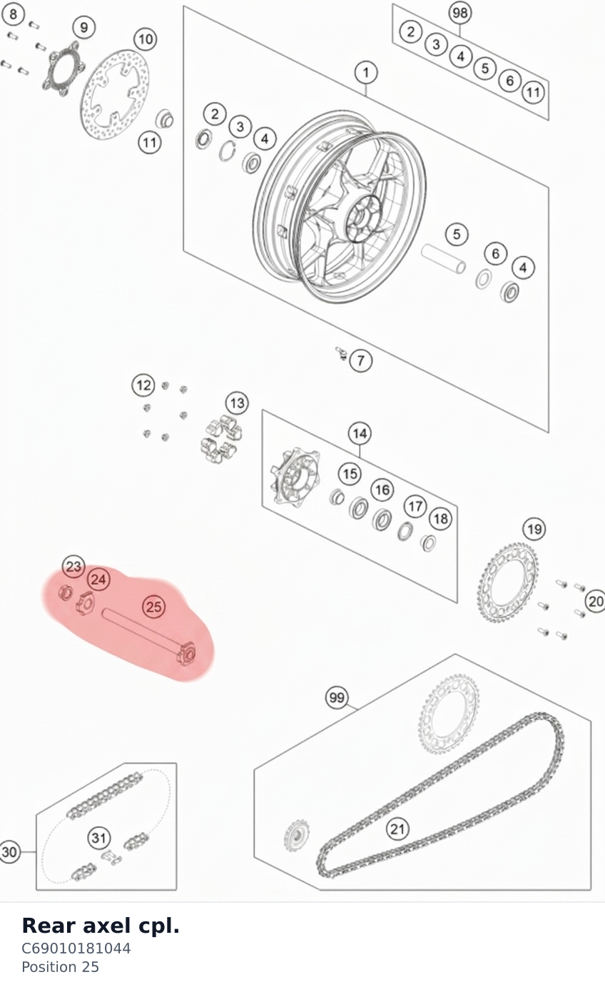 Diagram preview: Rear axel cpl. (C69010181044)