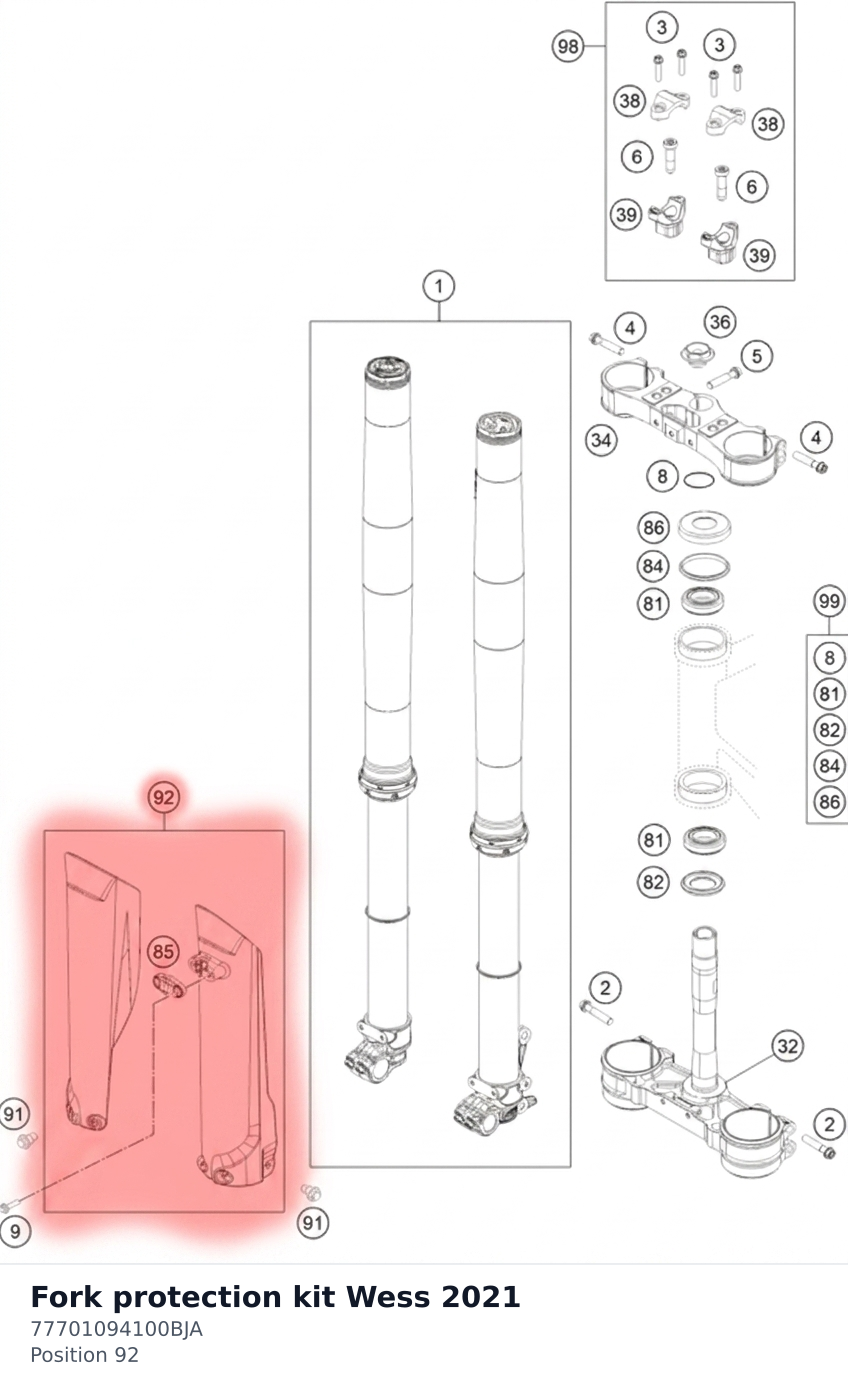 Diagram preview: Fork protection kit Wess 2021 (77701094100BJA)