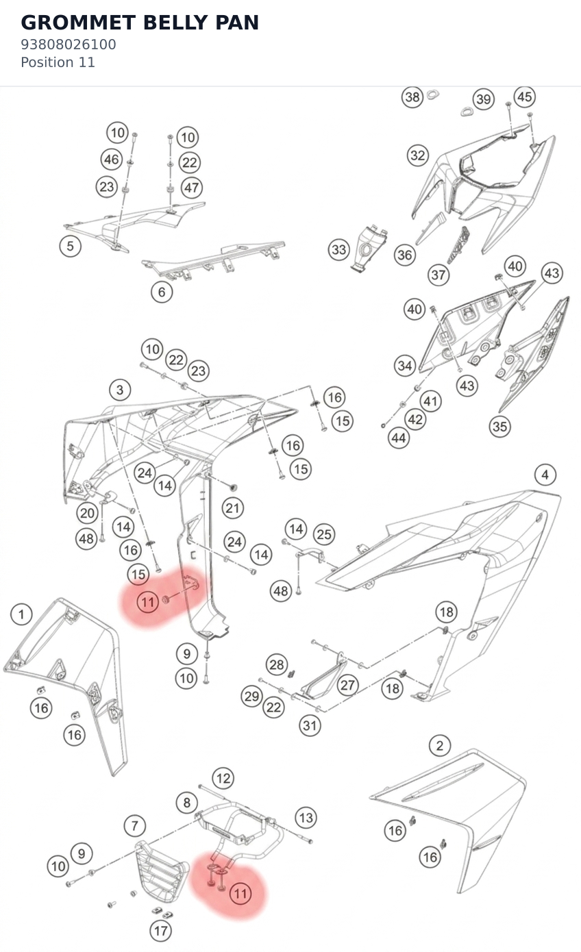 Diagram preview: GROMMET BELLY PAN (93808026100)