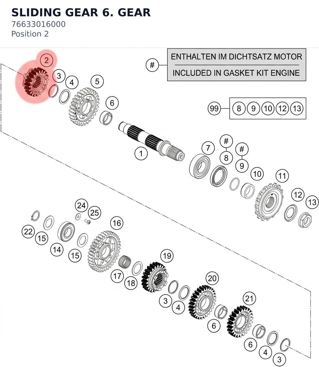 Diagram preview: SLIDING GEAR 6. GEAR (76633016000)