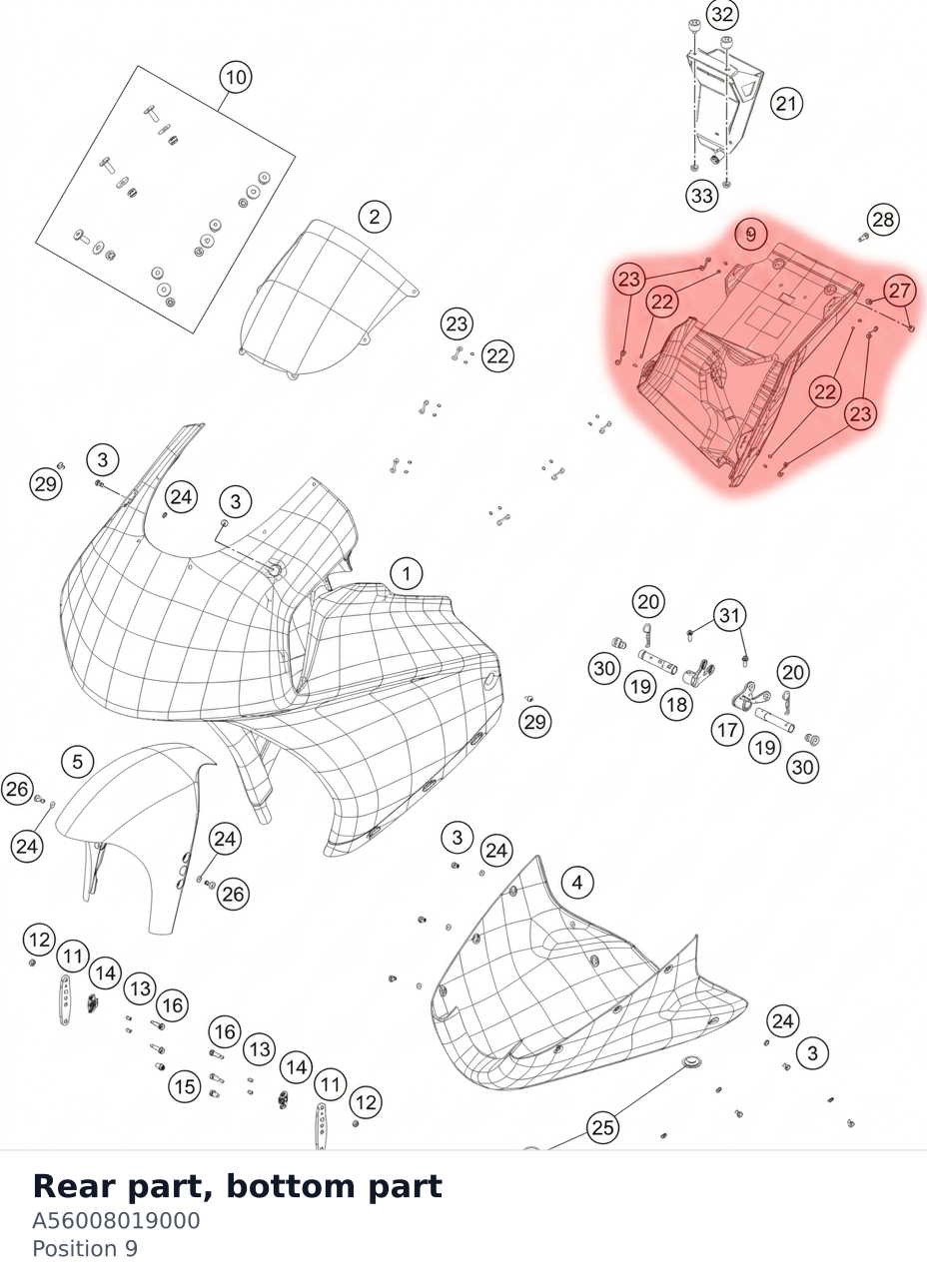 Diagram preview: Rear part, bottom part (A56008019000)