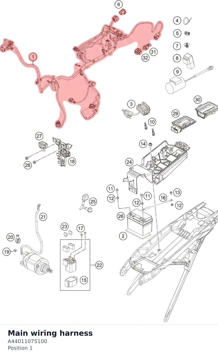 Diagram preview: Main wiring harness (A44011075100)
