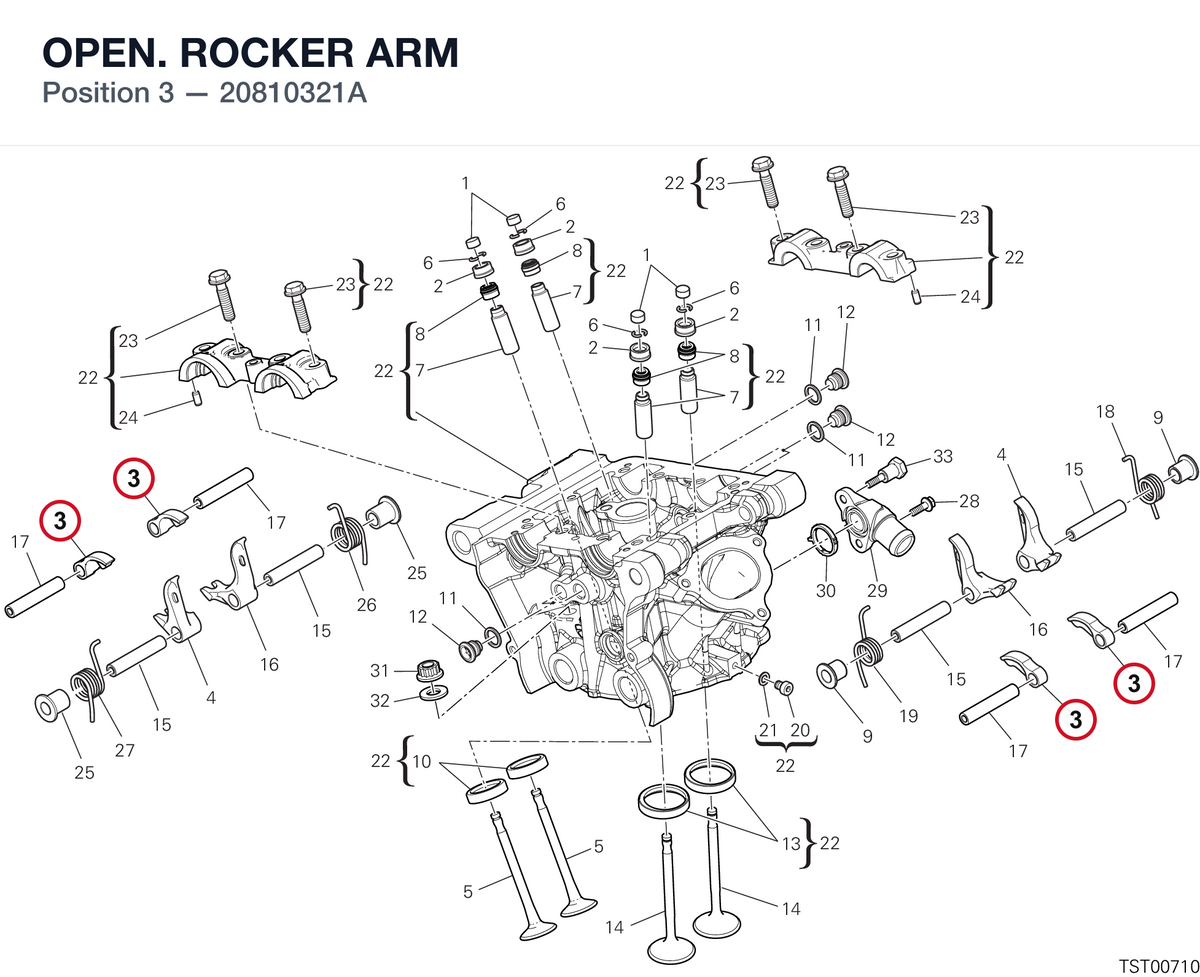 OPEN. ROCKER ARM 20810321A diagram position