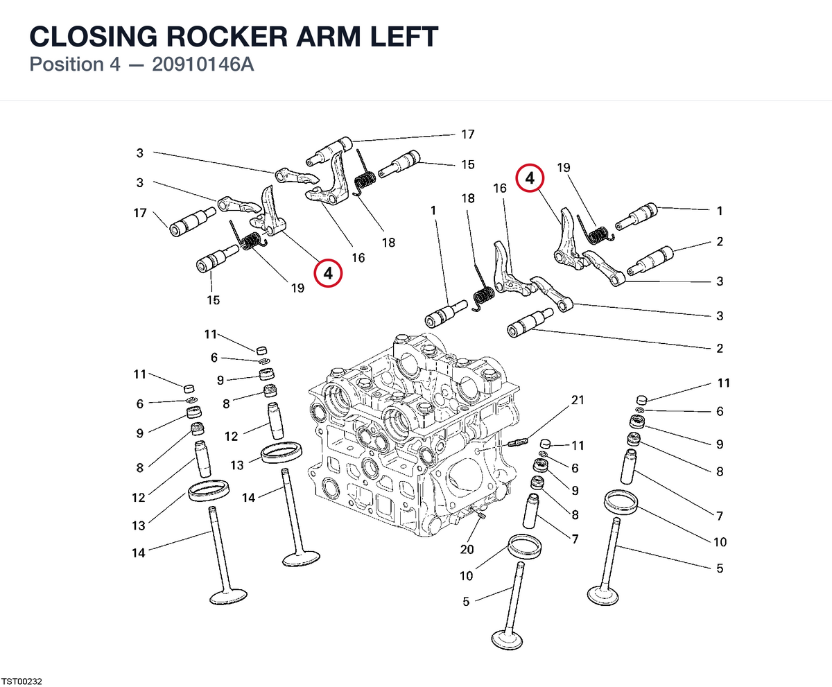 CLOSING ROCKER ARM LEFT 20910146A diagram position