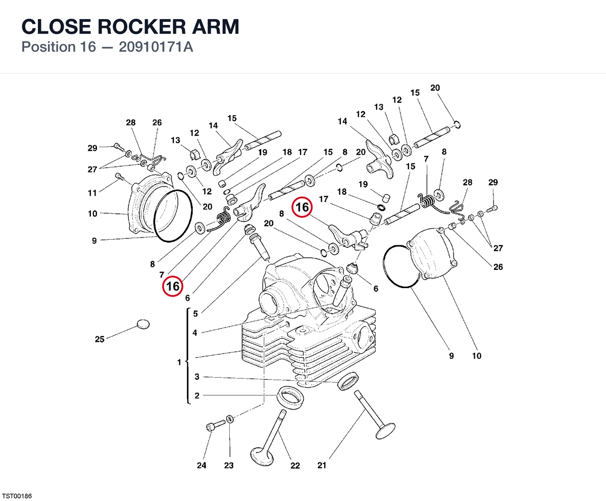 CLOSE ROCKER ARM 20910171A diagram position