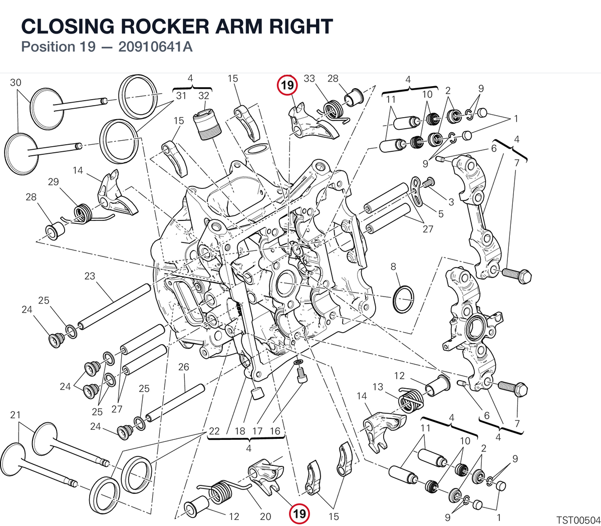 CLOSING ROCKER ARM RIGHT 20910641A diagram position