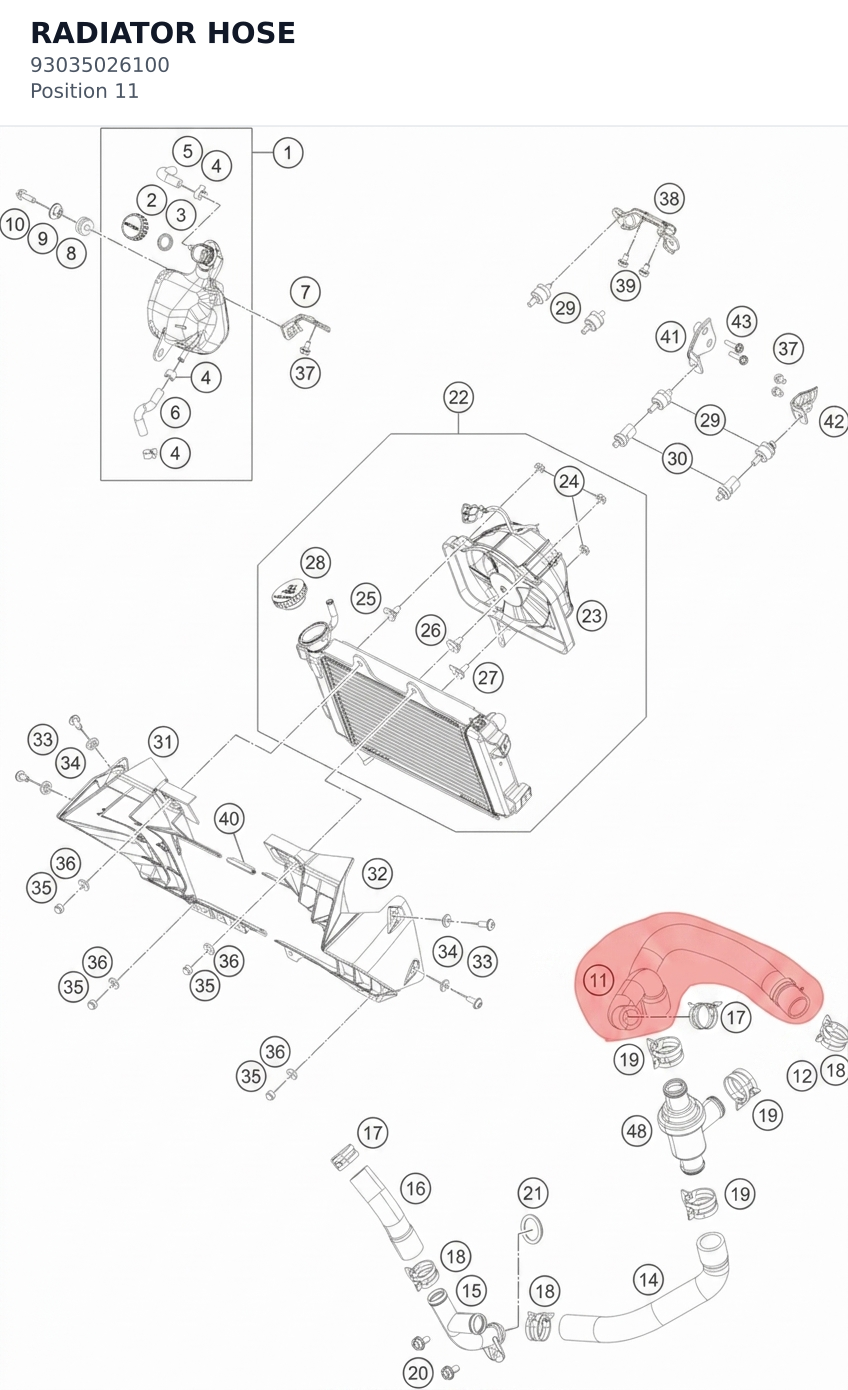 Diagram preview: RADIATOR HOSE (93035026100)