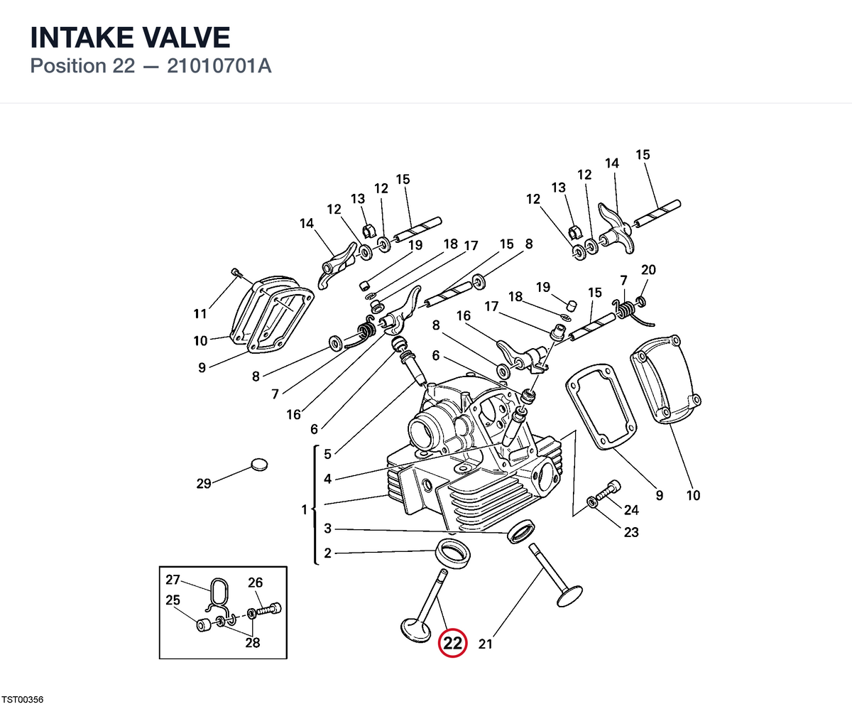 INTAKE VALVE 21010701A diagram position