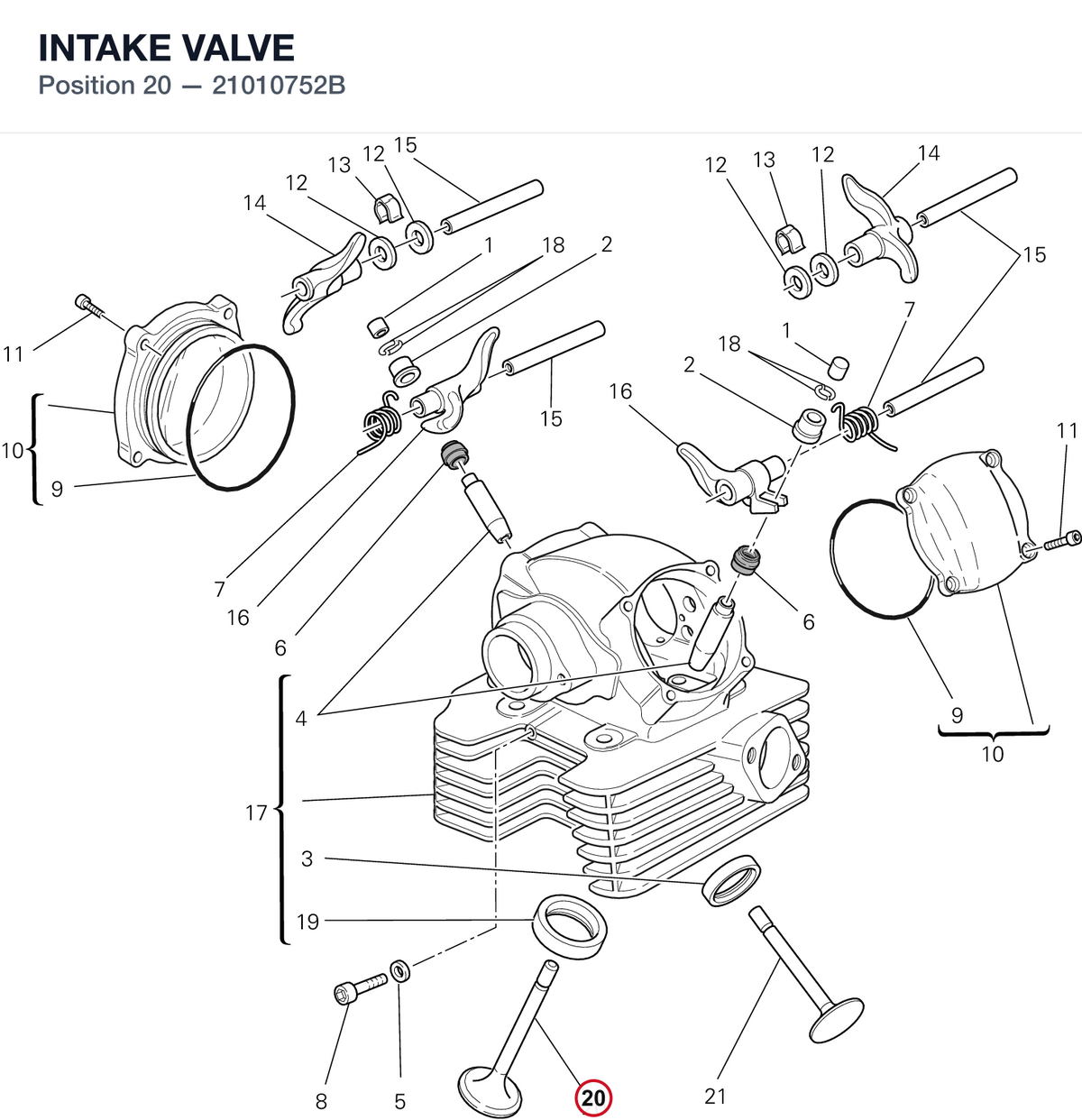 INTAKE VALVE 21010752B diagram position