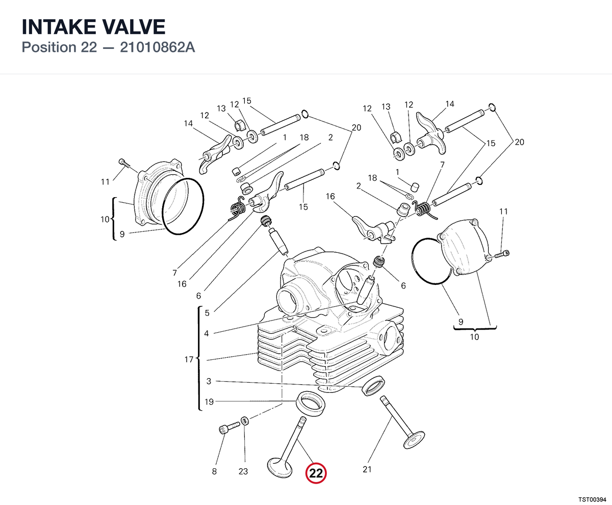 INTAKE VALVE 21010862A diagram position