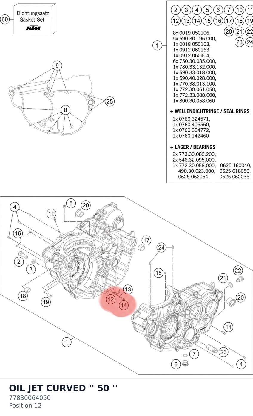 Diagram preview: OIL JET CURVED '' 50 '' (77830064050)