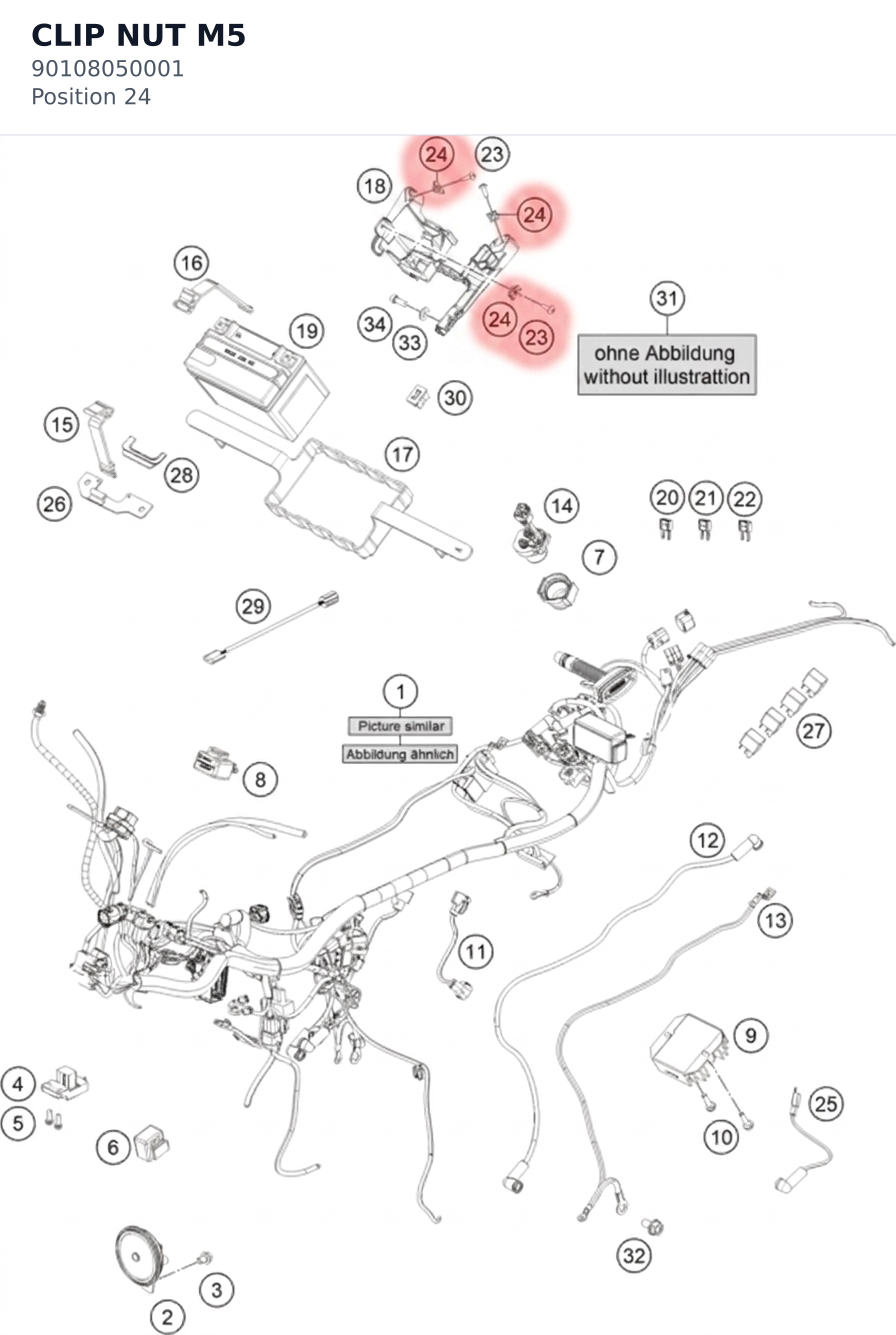 Diagram preview: CLIP NUT M5 (90108050001)