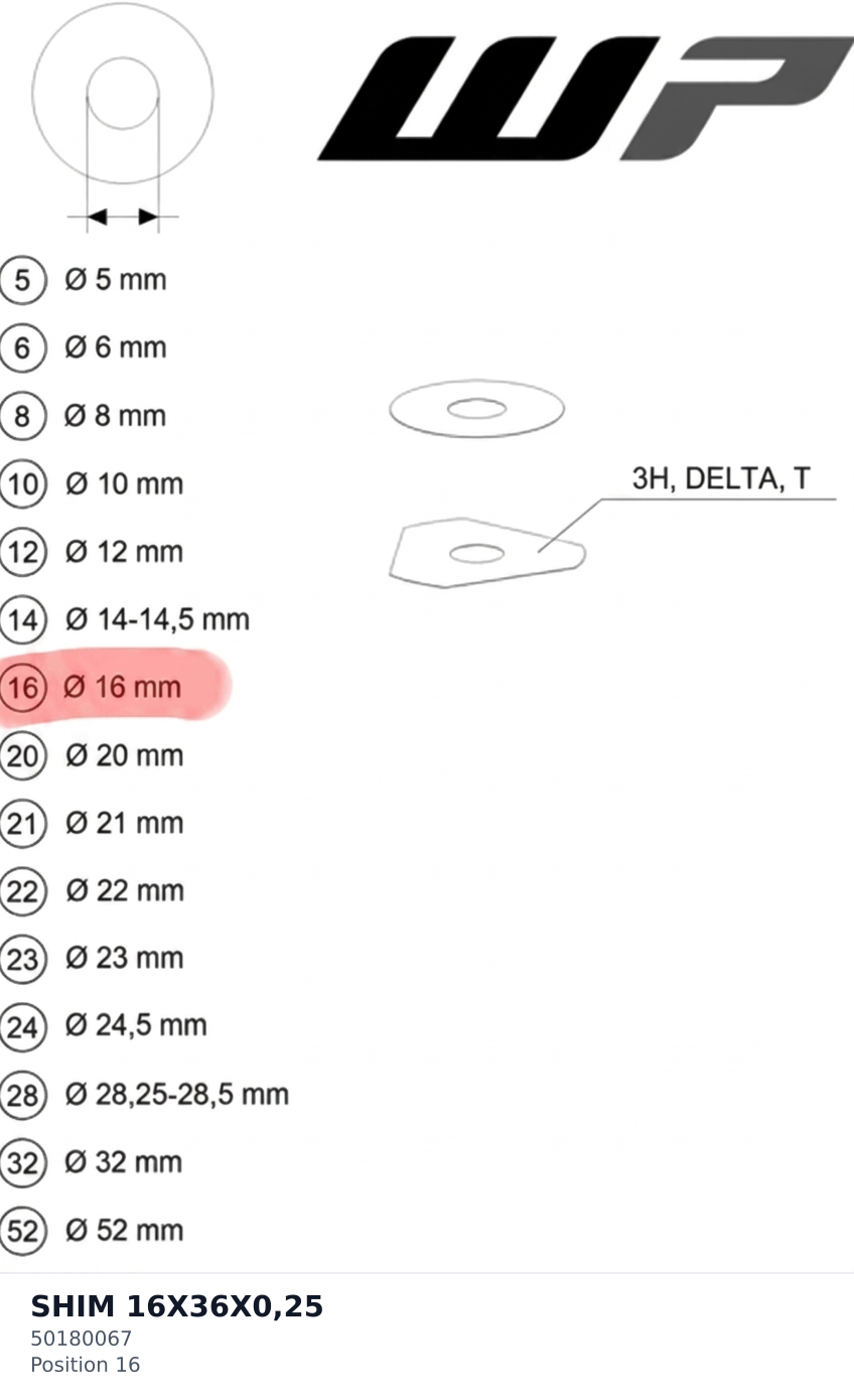 Diagram preview: SHIM 16X36X0,25 (50180067)