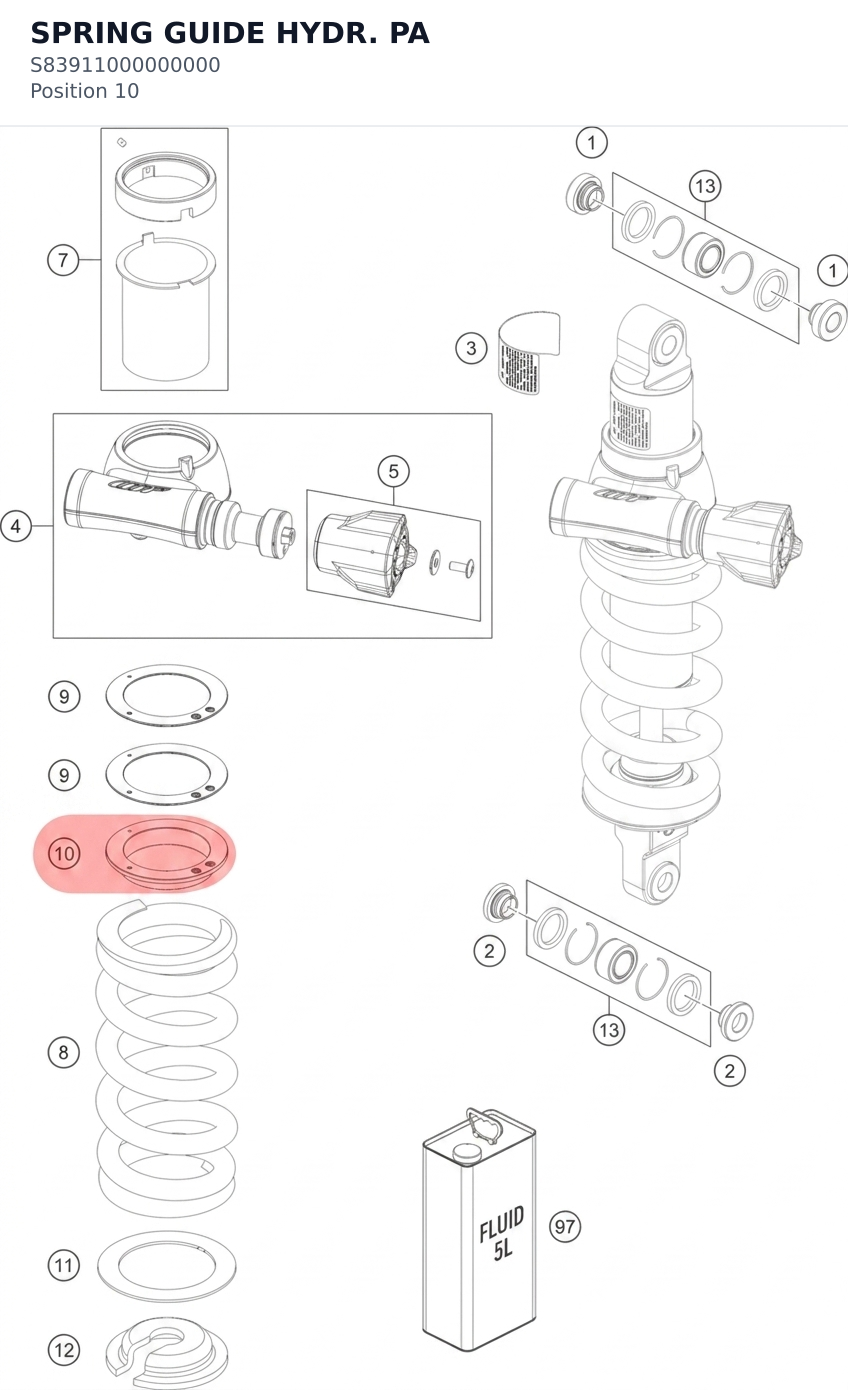 Diagram preview: SPRING GUIDE HYDR. PA (S83911000000000)