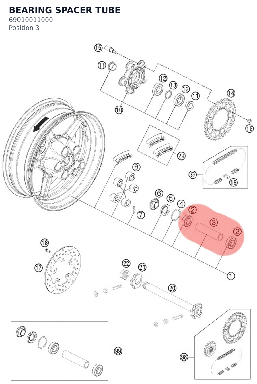 Diagram preview: BEARING SPACER TUBE (69010011000)