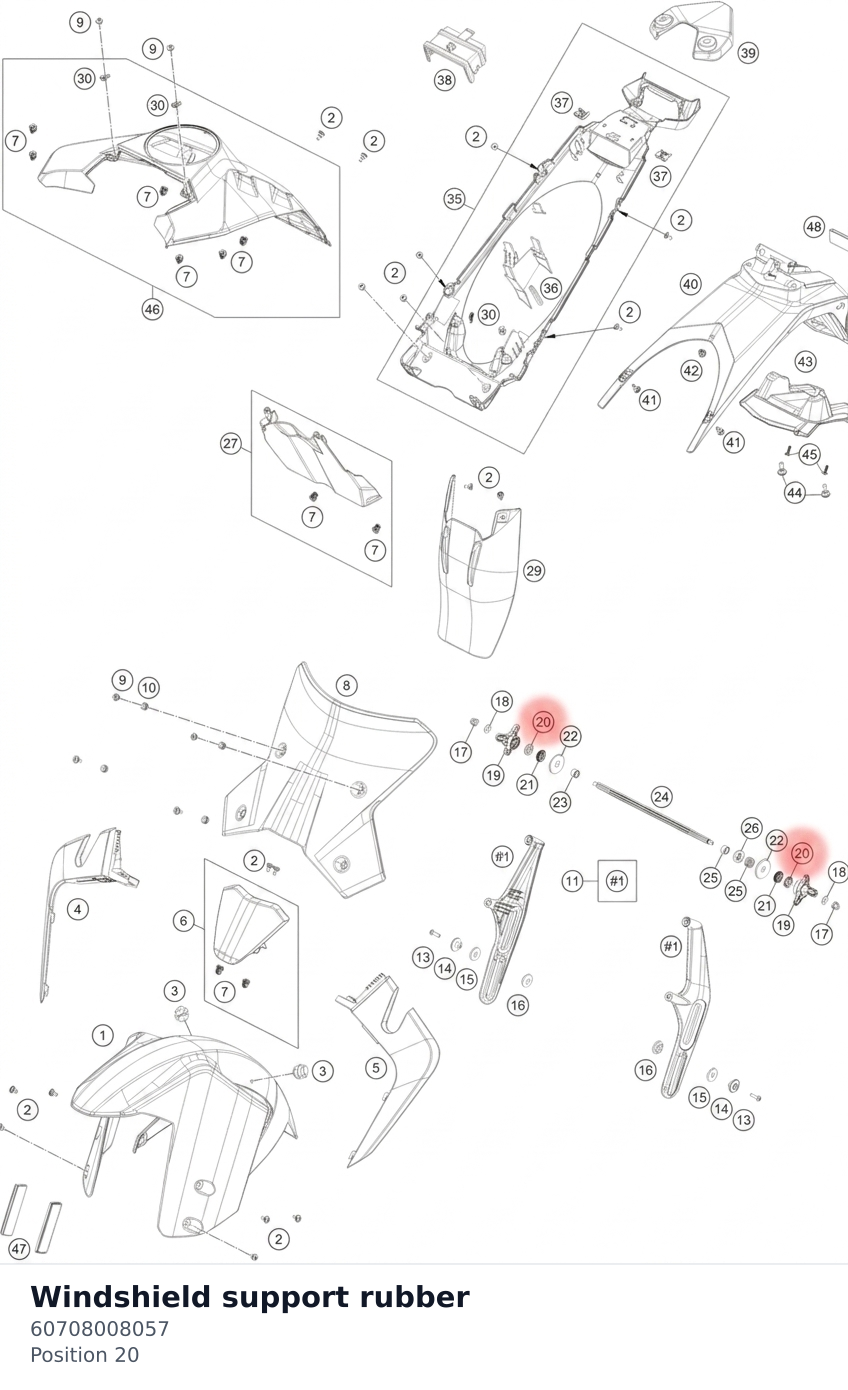 Diagram preview: Windshield support rubber (60708008057)