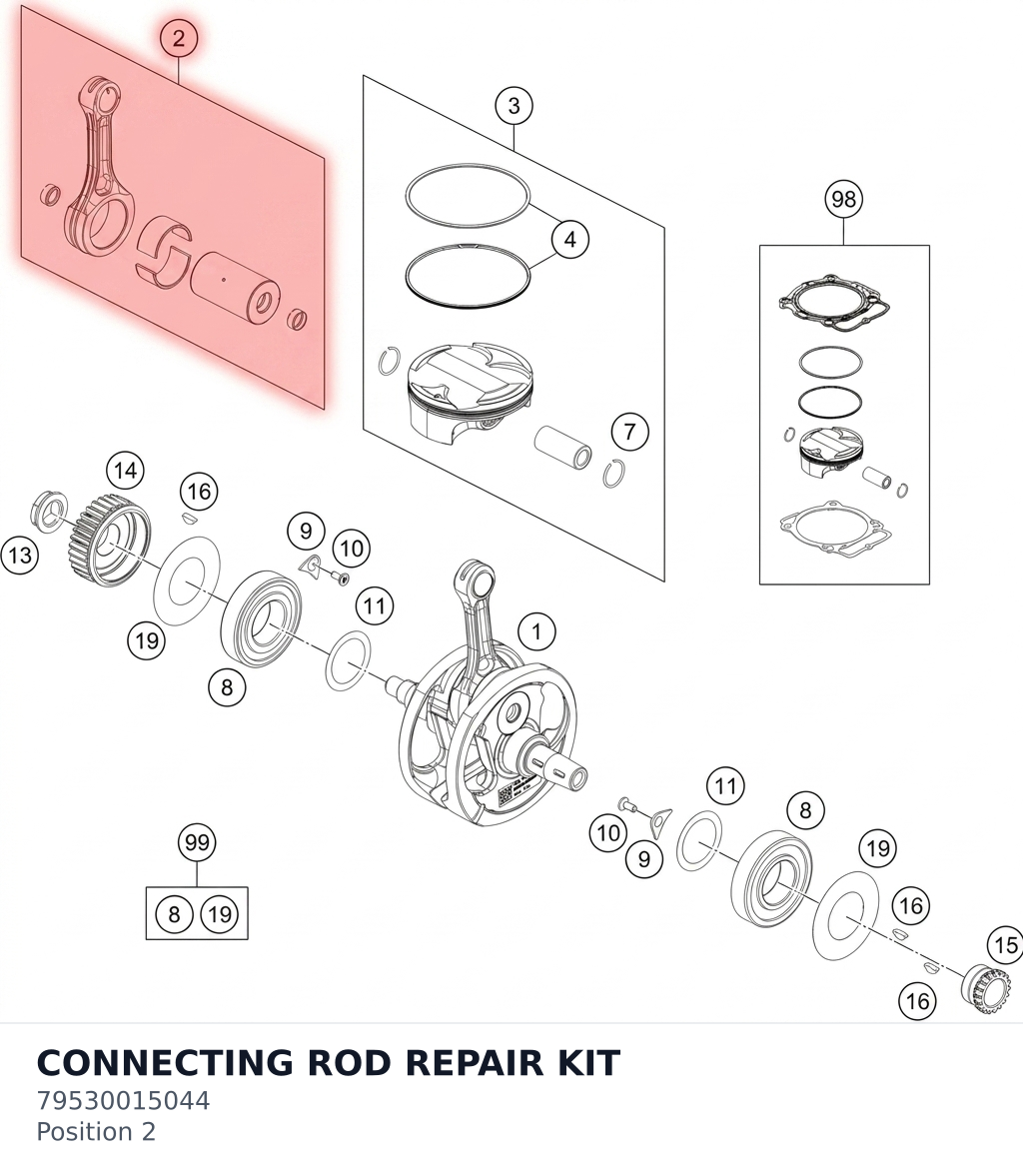 Diagram preview: CONNECTING ROD REPAIR KIT (79530015044)