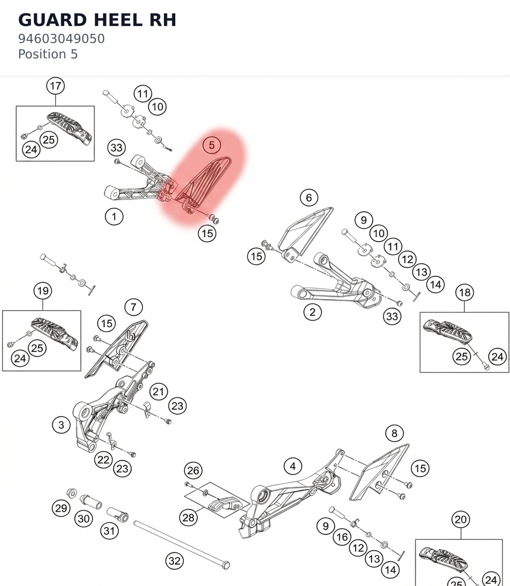 Diagram preview: GUARD HEEL RH (94603049050)