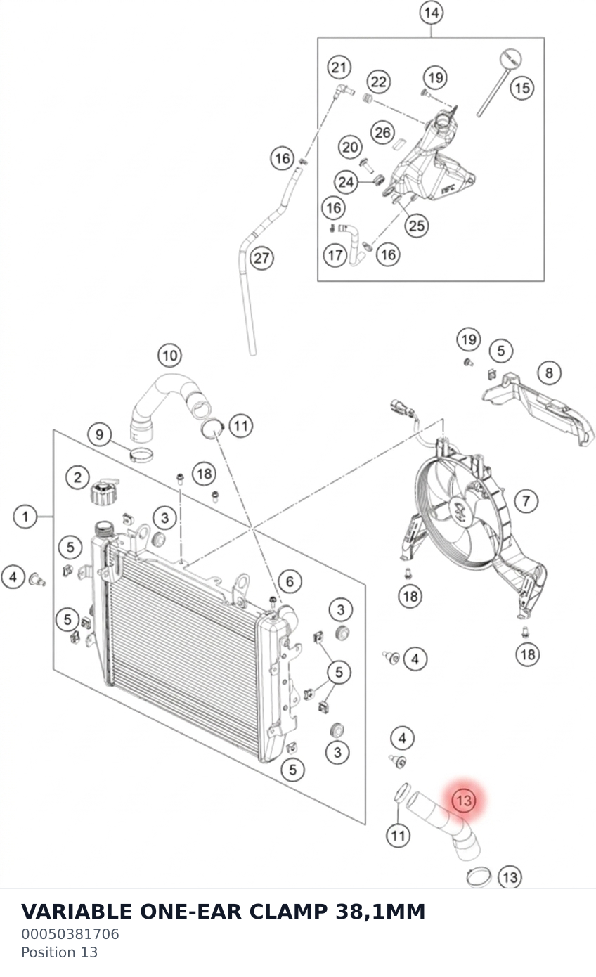 Diagram preview: VARIABLE ONE-EAR CLAMP 38,1MM (00050381706)