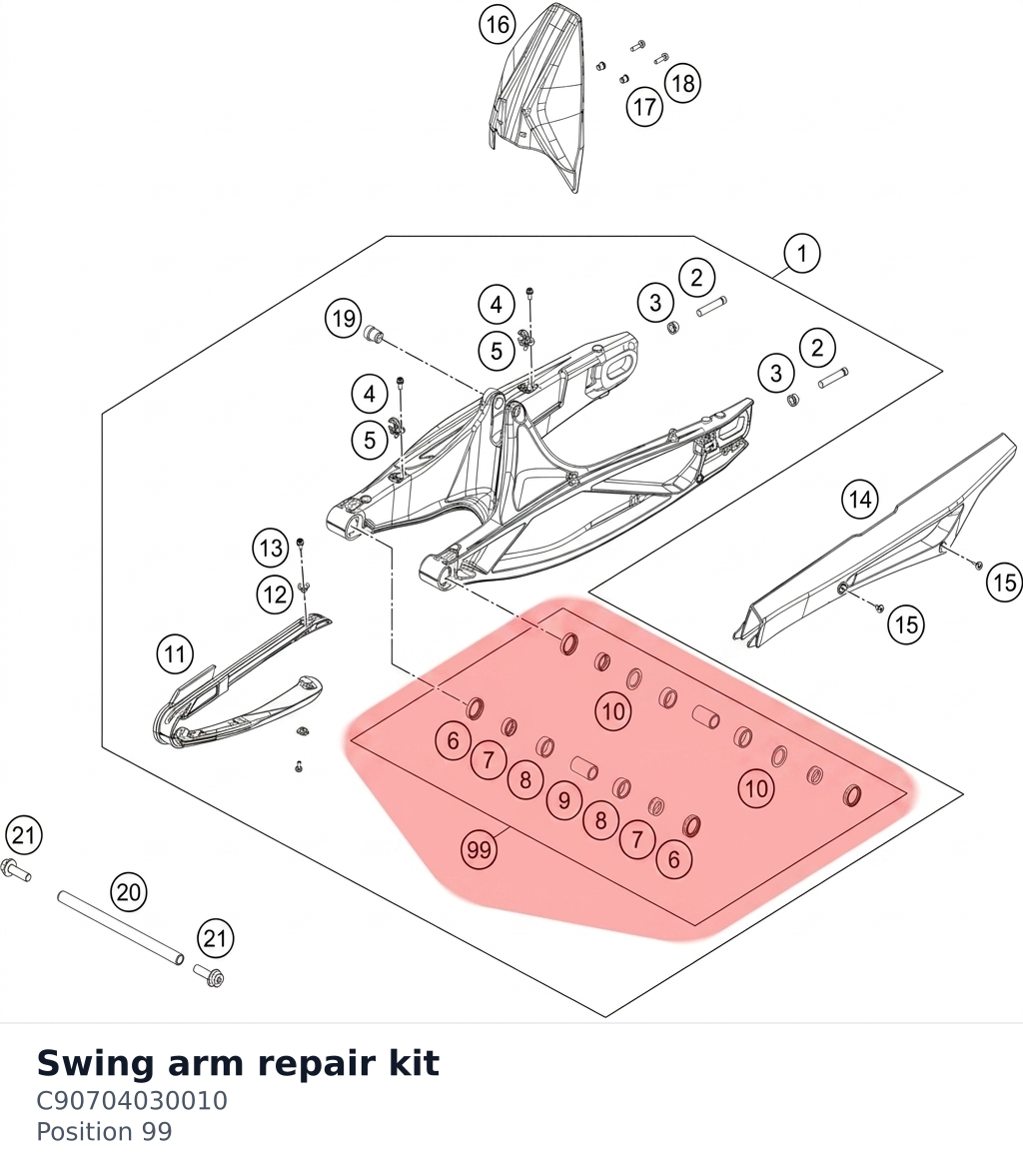 Diagram preview: Swing arm repair kit (C90704030010)