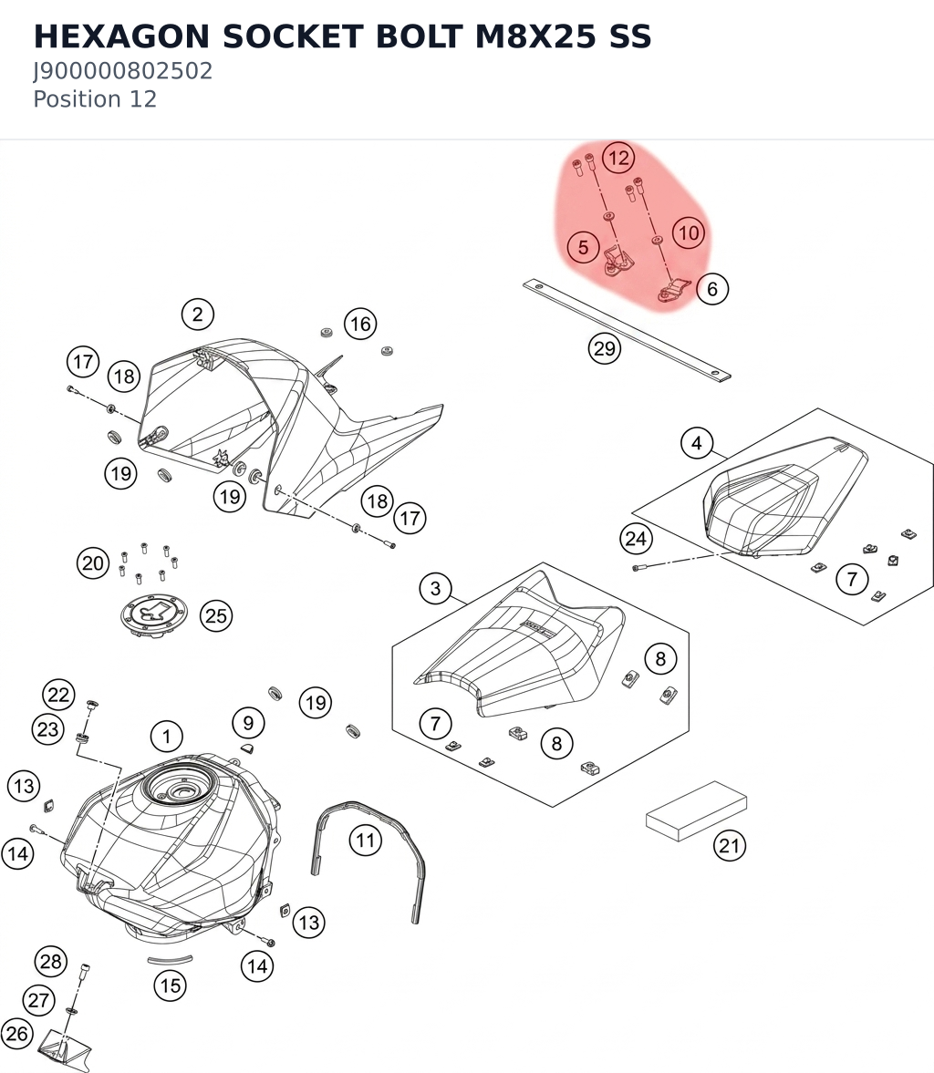 Diagram preview: HEXAGON SOCKET BOLT M8X25 SS (J900000802502)