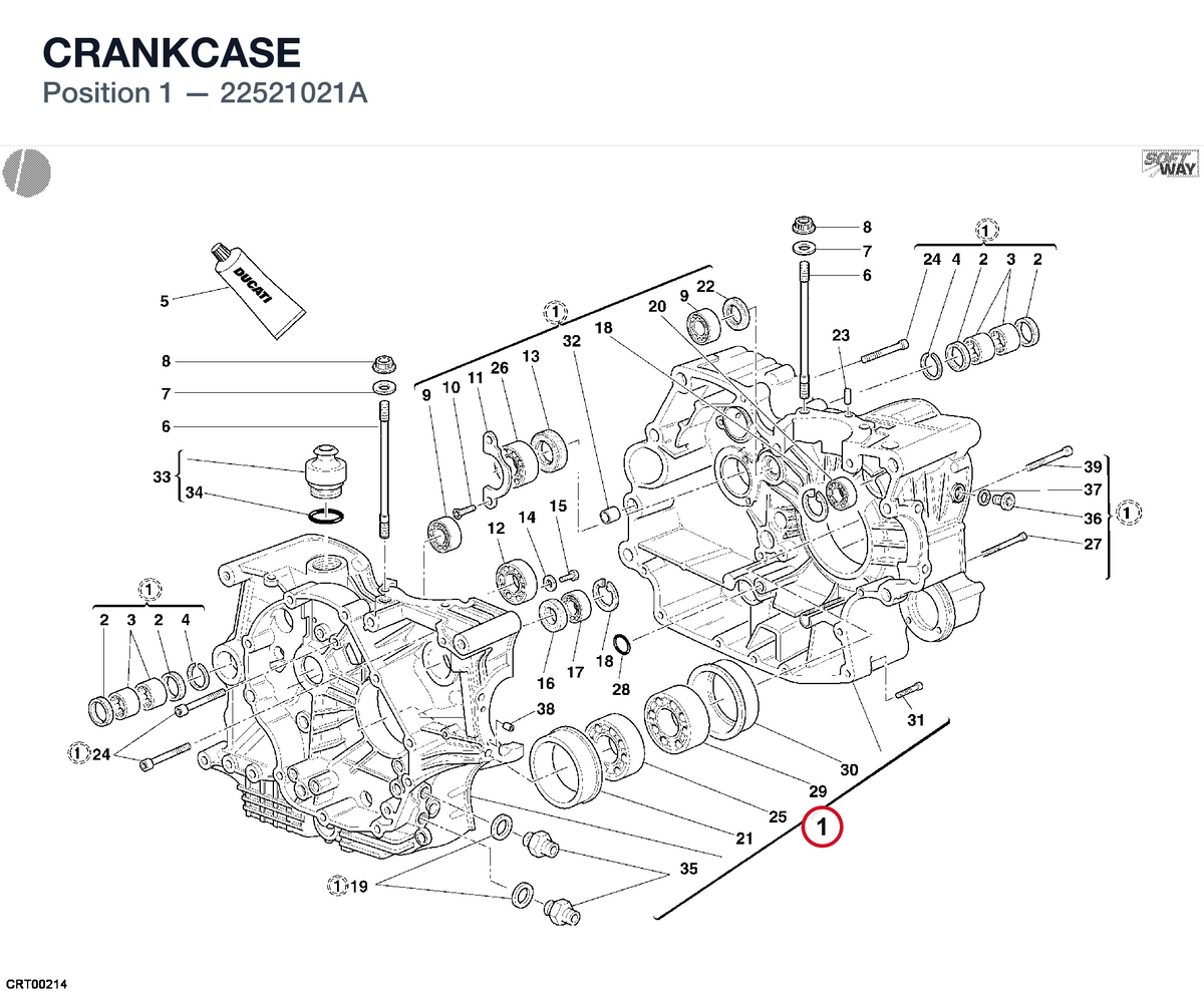 CRANKCASE 22521021A diagram position