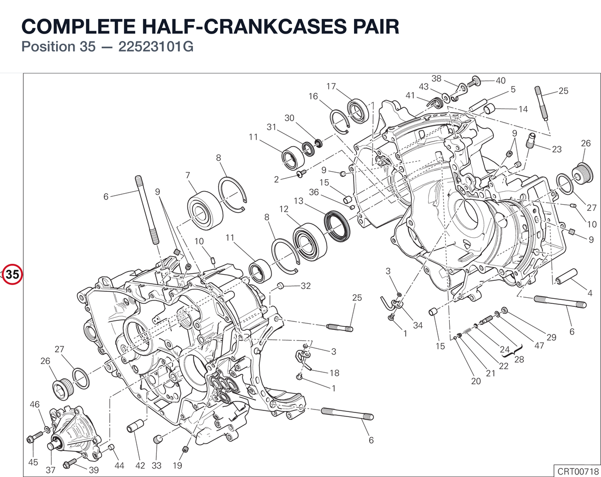 COMPLETE HALF-CRANKCASES PAIR 22523101G diagram position