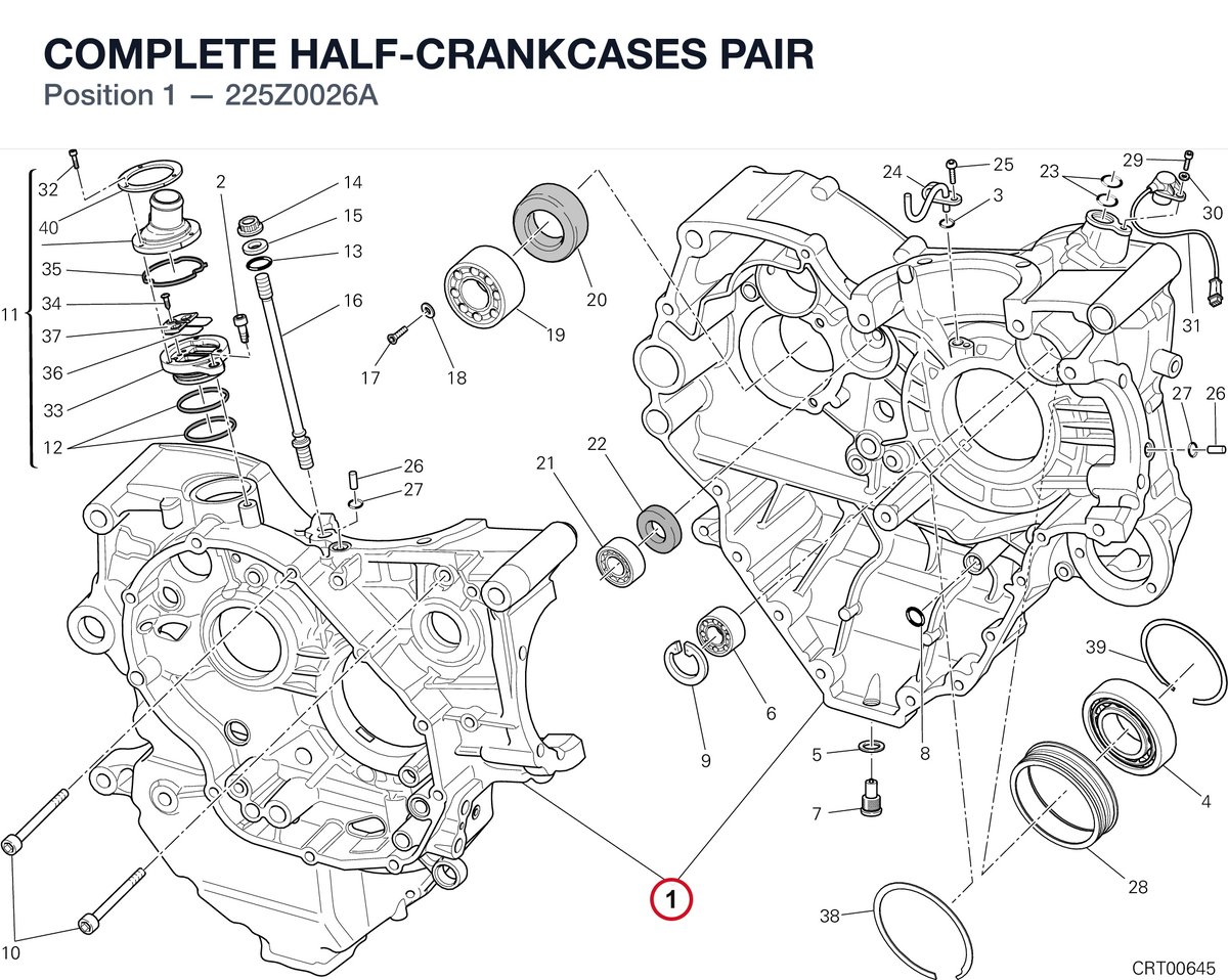 COMPLETE HALF-CRANKCASES PAIR 225Z0026A diagram position