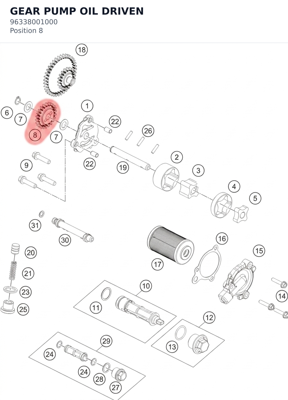 Diagram preview: GEAR PUMP OIL DRIVEN (96338001000)