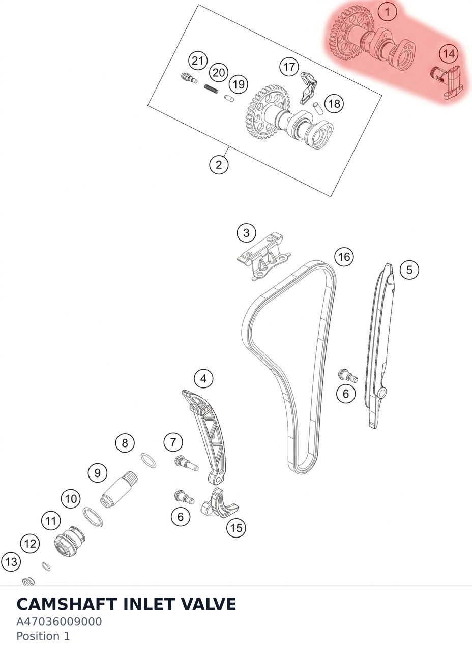 Diagram preview: CAMSHAFT INLET VALVE (A47036009000)