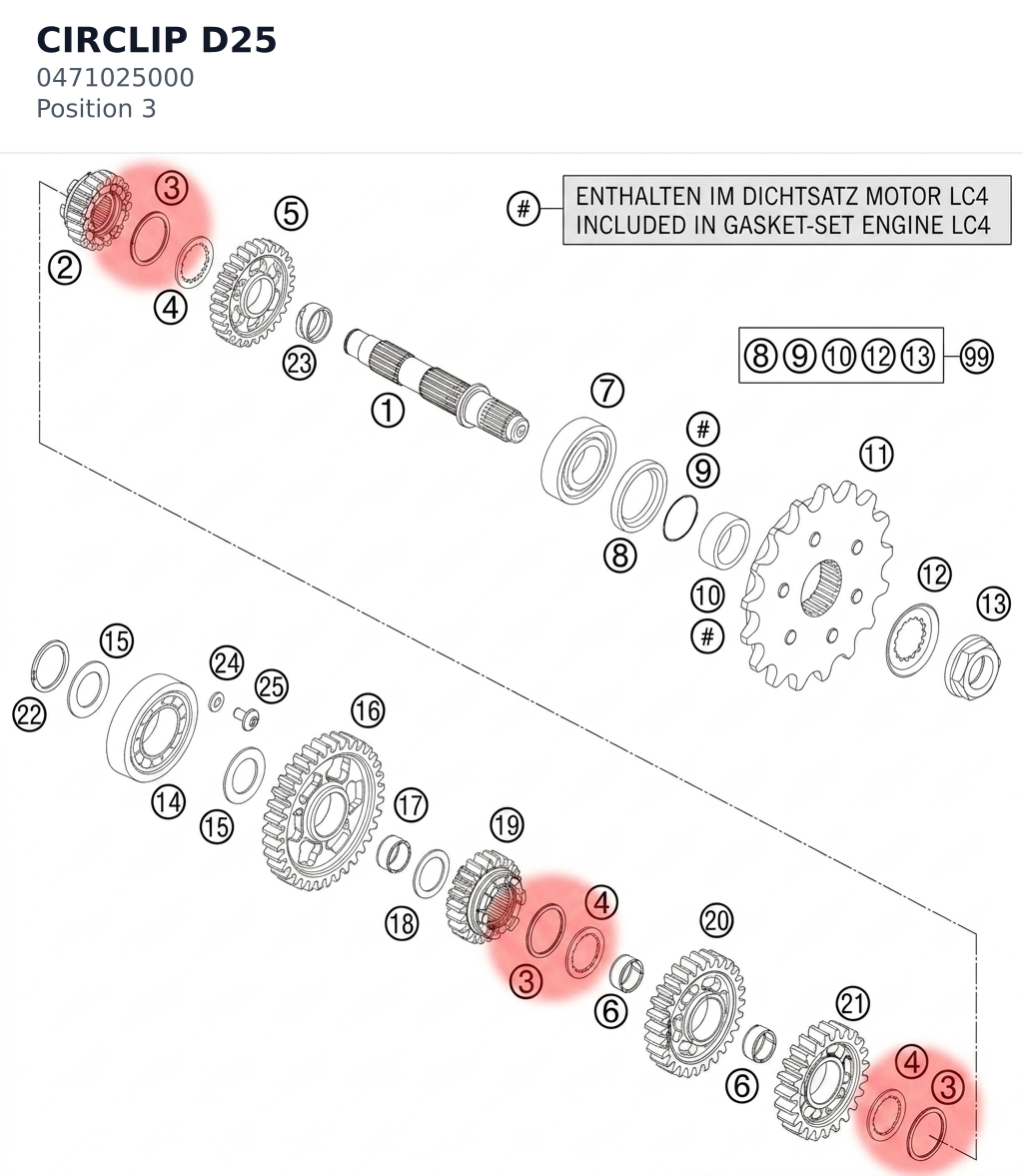 Diagram preview: CIRCLIP D25 (0471025000)