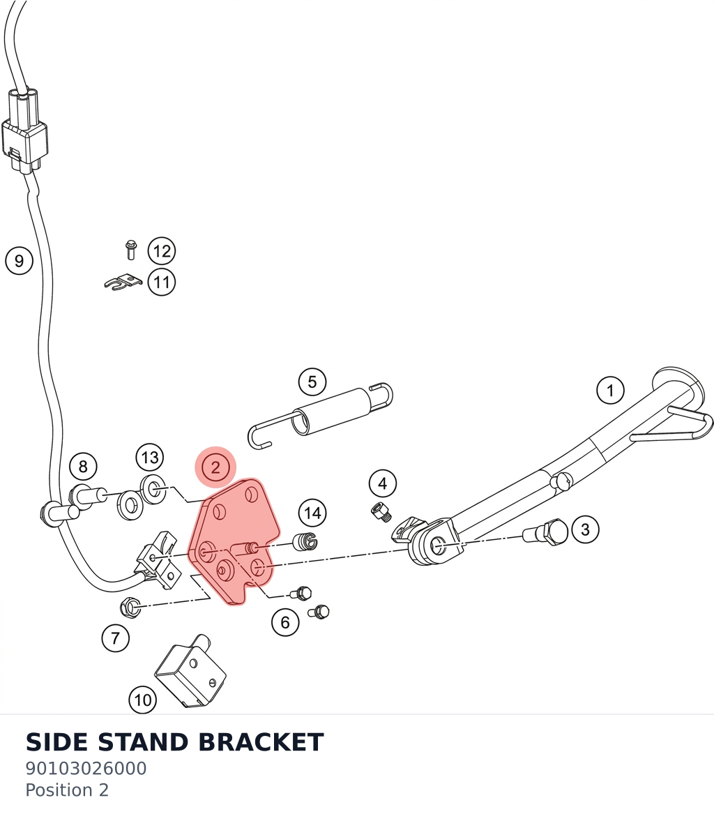 Diagram preview: SIDE STAND BRACKET (90103026000)