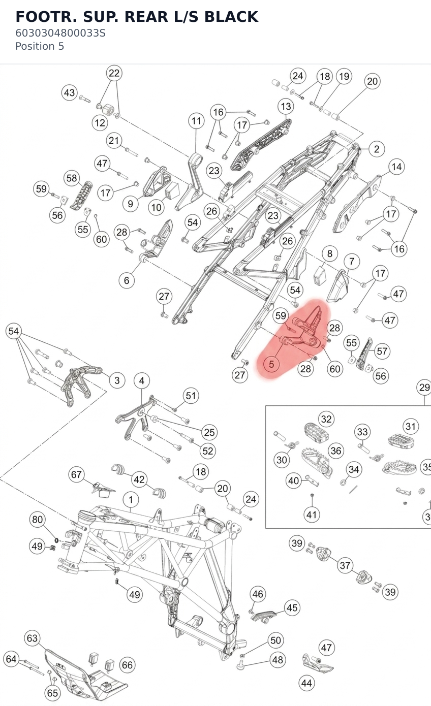 Diagram preview: FOOTR. SUP. REAR L/S BLACK (6030304800033S)
