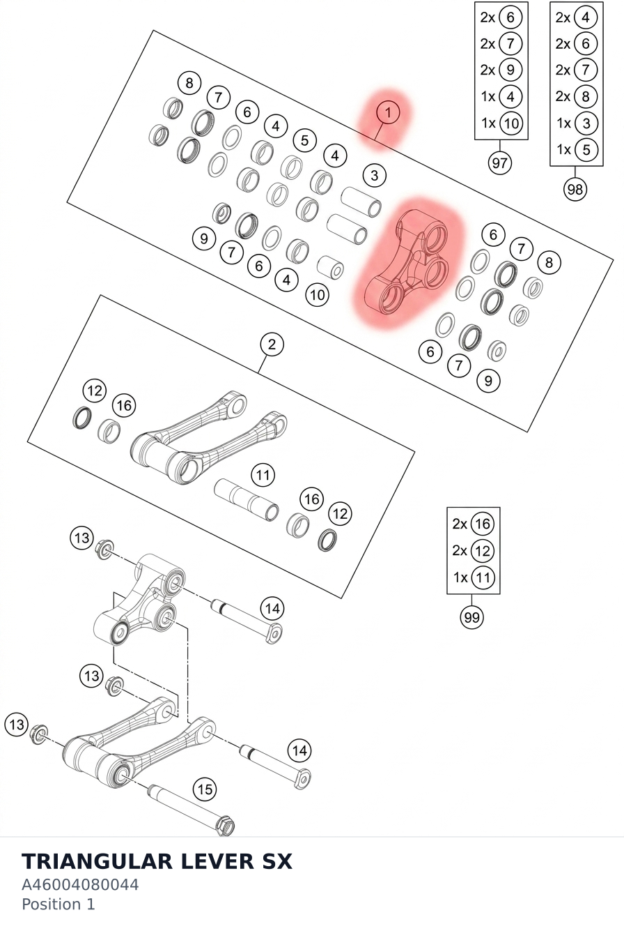 Diagram preview: TRIANGULAR LEVER SX (A46004080044)